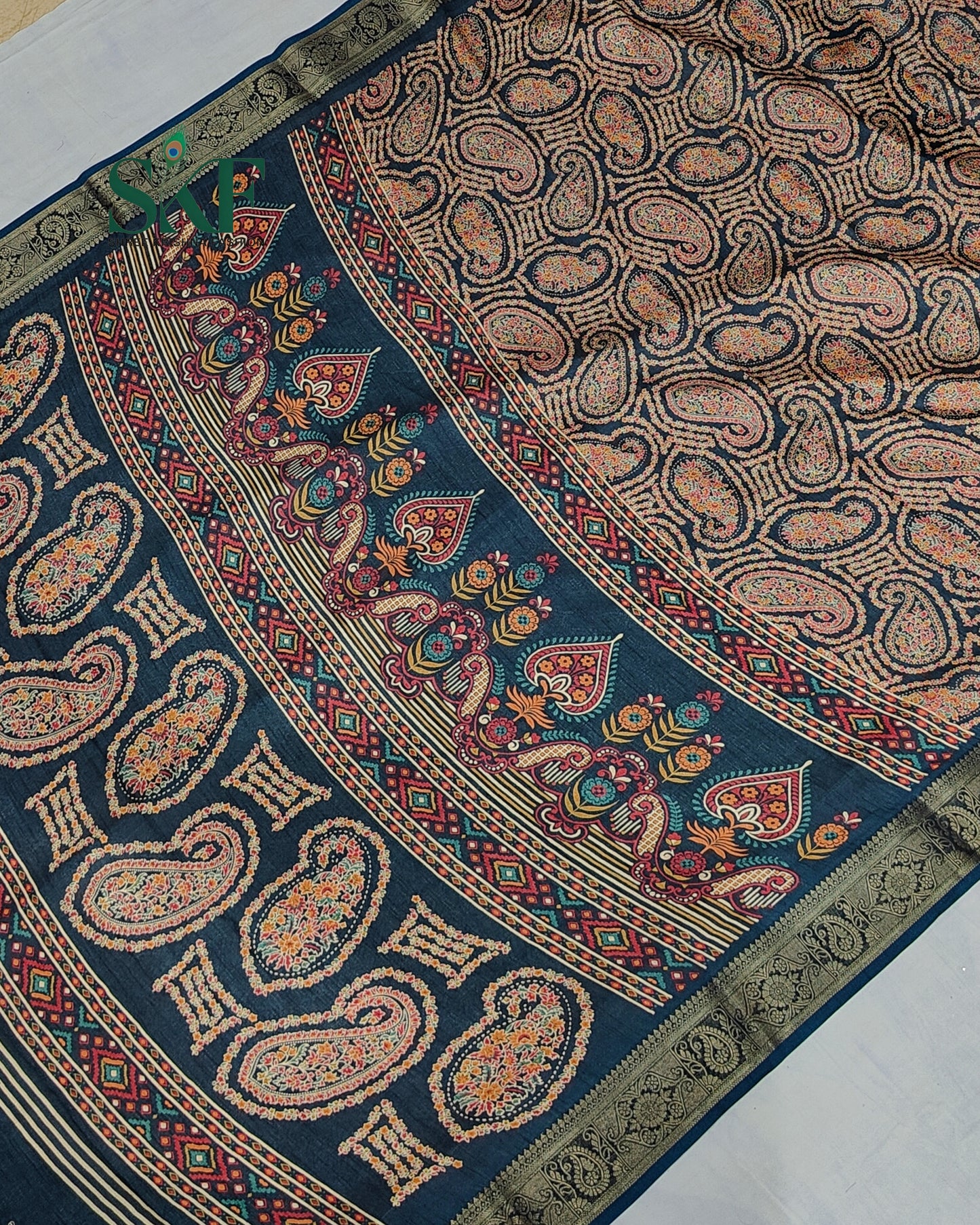 MARSHMELLO GEORGETTE DIGITAL PRINT DAILYWEAR NAVYBLUE SAREE BY SKFBHOLUBHAI
