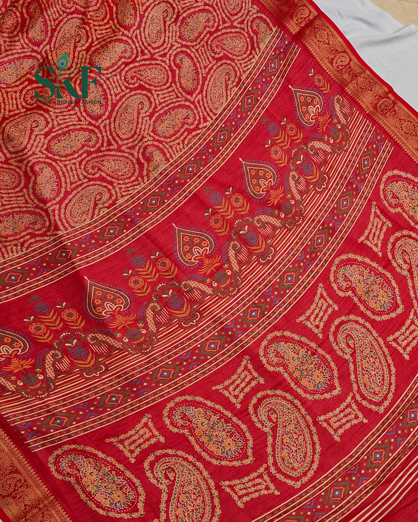 MARSHMELLO GEORGETTE DIGITAL PRINT DAILYWEAR RED SAREE BY SKFBHOLUBHAI
