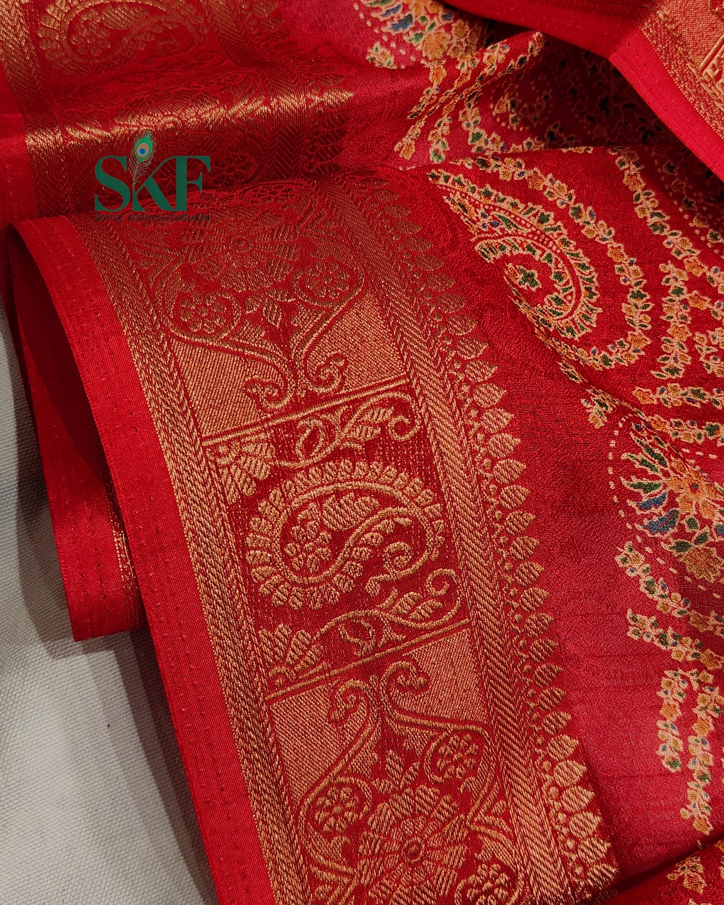 MARSHMELLO GEORGETTE DIGITAL PRINT DAILYWEAR RED SAREE BY SKFBHOLUBHAI