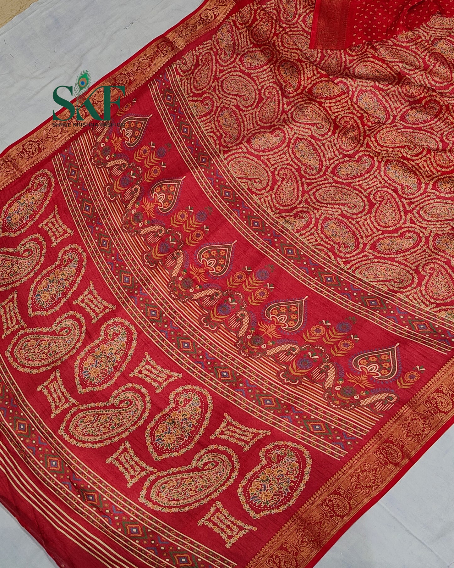 MARSHMELLO GEORGETTE DIGITAL PRINT DAILYWEAR RED SAREE BY SKFBHOLUBHAI