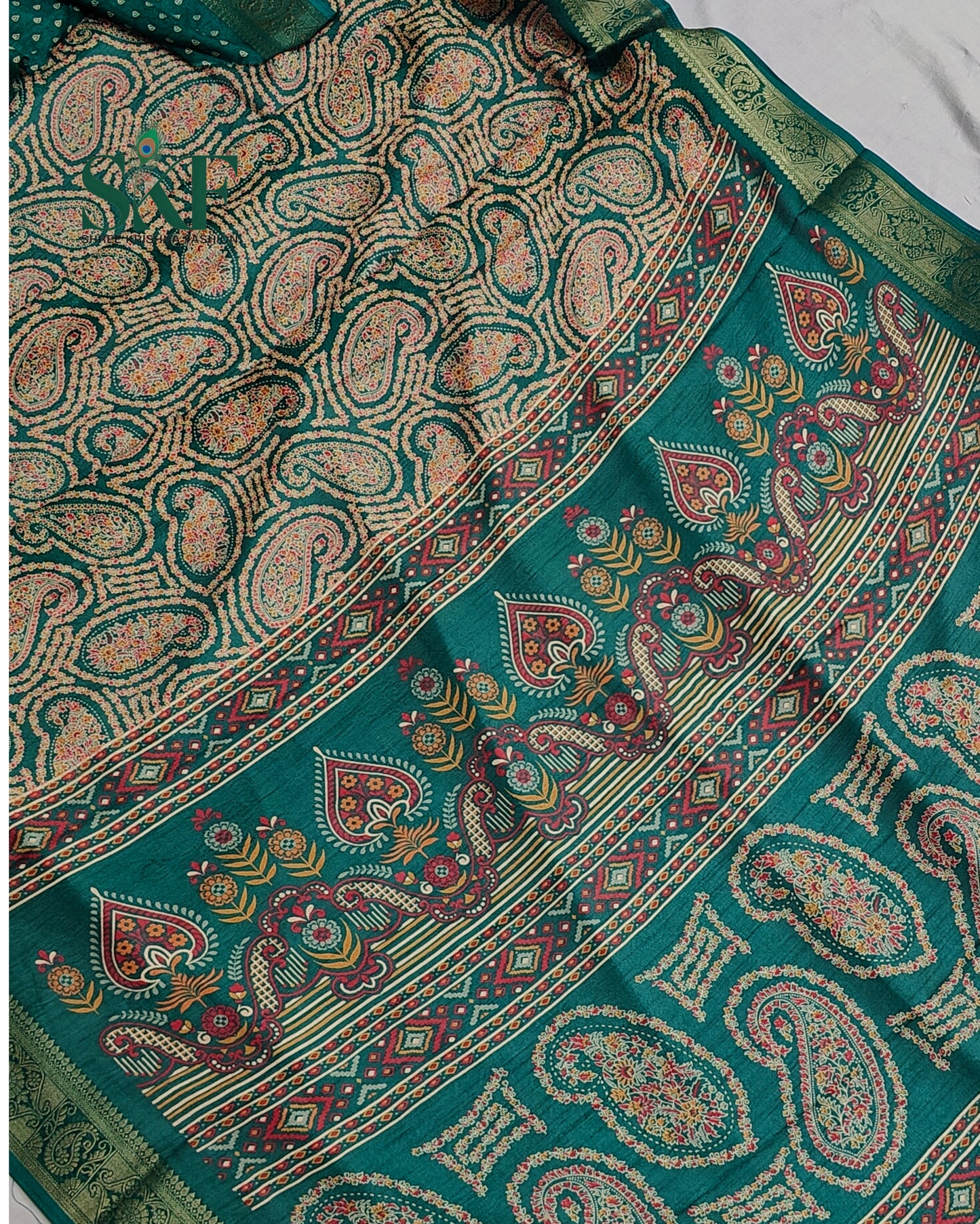 MARSHMELLO GEORGETTE DIGITAL PRINT DAILYWEAR RAMAGREEN SAREE BY SKFBHOLUBHAI