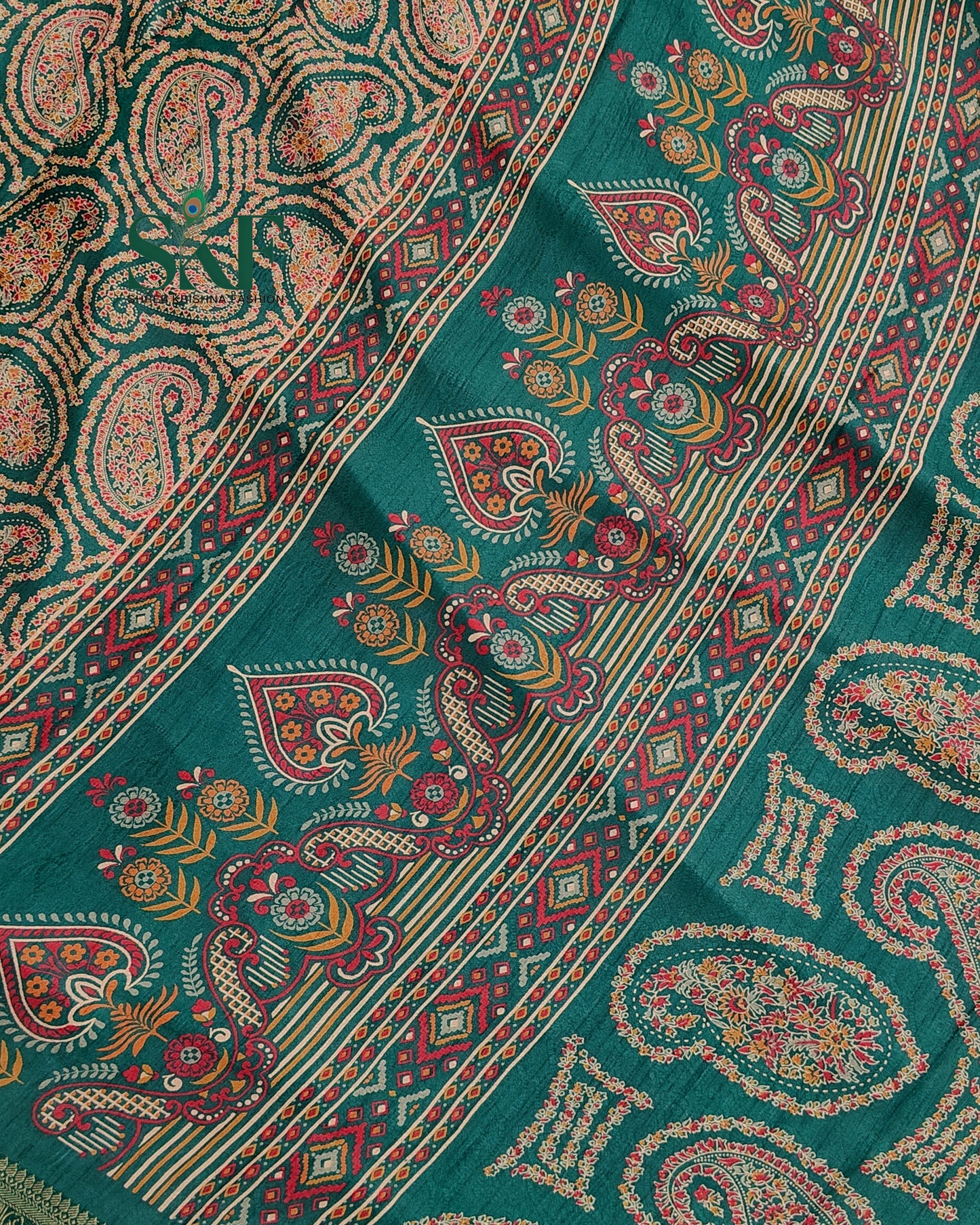 MARSHMELLO GEORGETTE DIGITAL PRINT DAILYWEAR RAMAGREEN SAREE BY SKFBHOLUBHAI