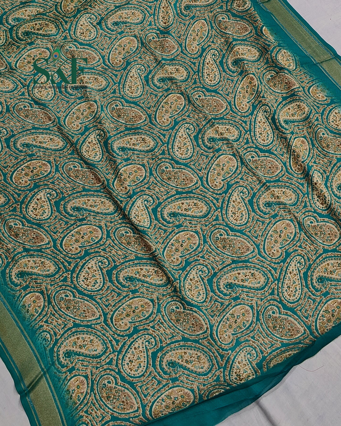 VISCOSS GEORGETTE DIGITAL PRINT DAILYWEAR RAMAGREEN SAREE BY SKFBHOLUBHAI