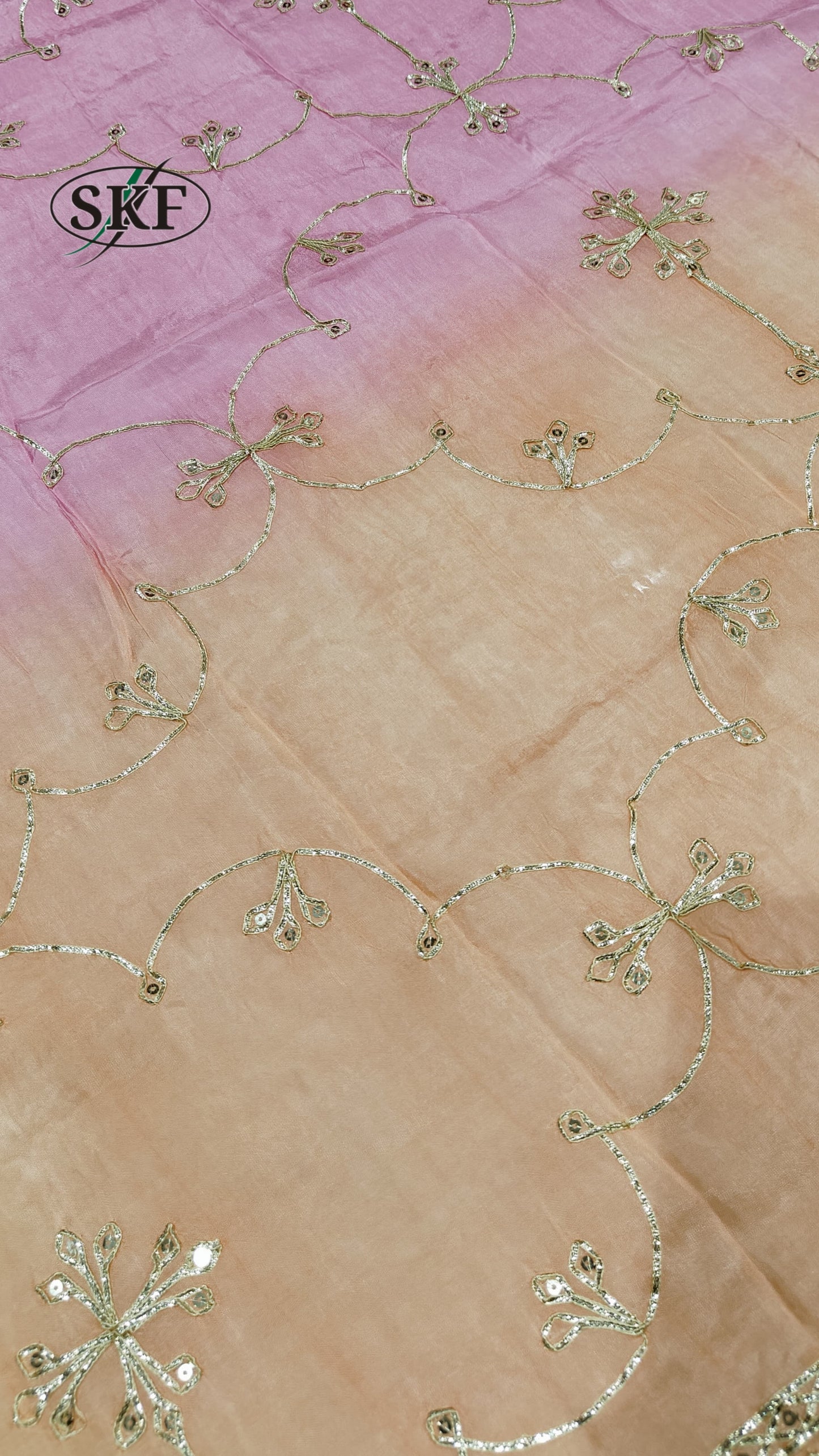 HO SILK OMBRE DYE KHACHA GOTTA JAAL WORK PINK OMBRE DYE SAREE BY SKFBHOLUBHAI