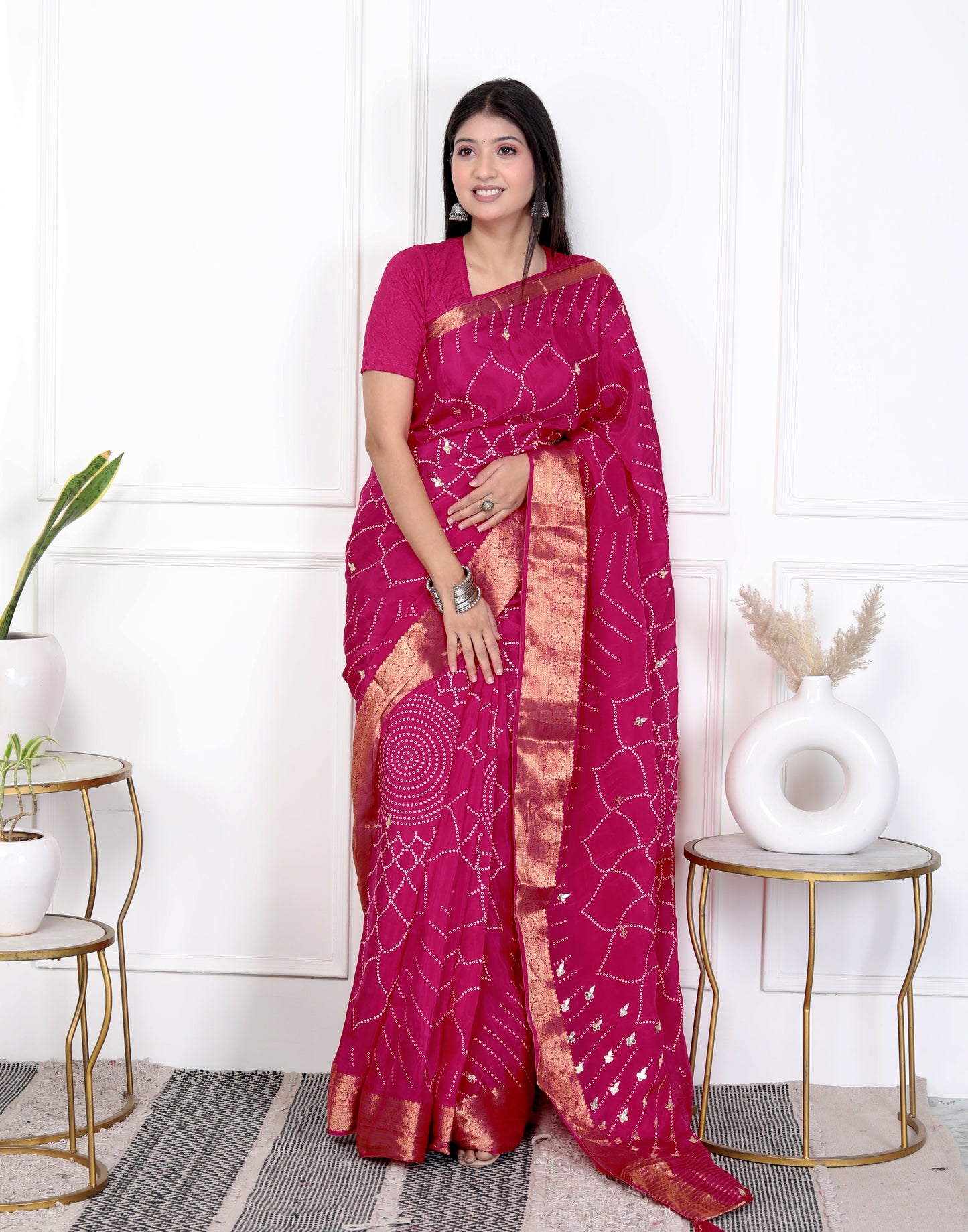 JAIPURI BHANDHANI HO HAND BUTTA SAREE