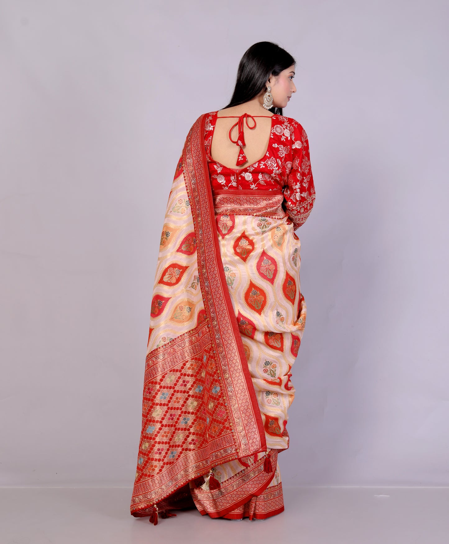 JAMDHANI SILK MULTI WEAVING RED SAREE BY SKFBHOLUBHAI