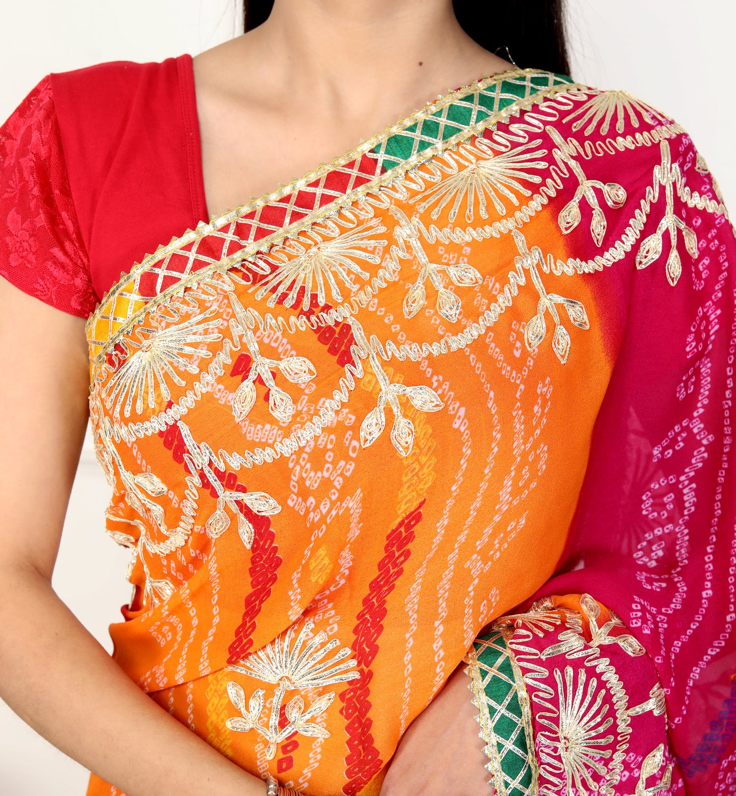 Pachranga gotta bhandani saree