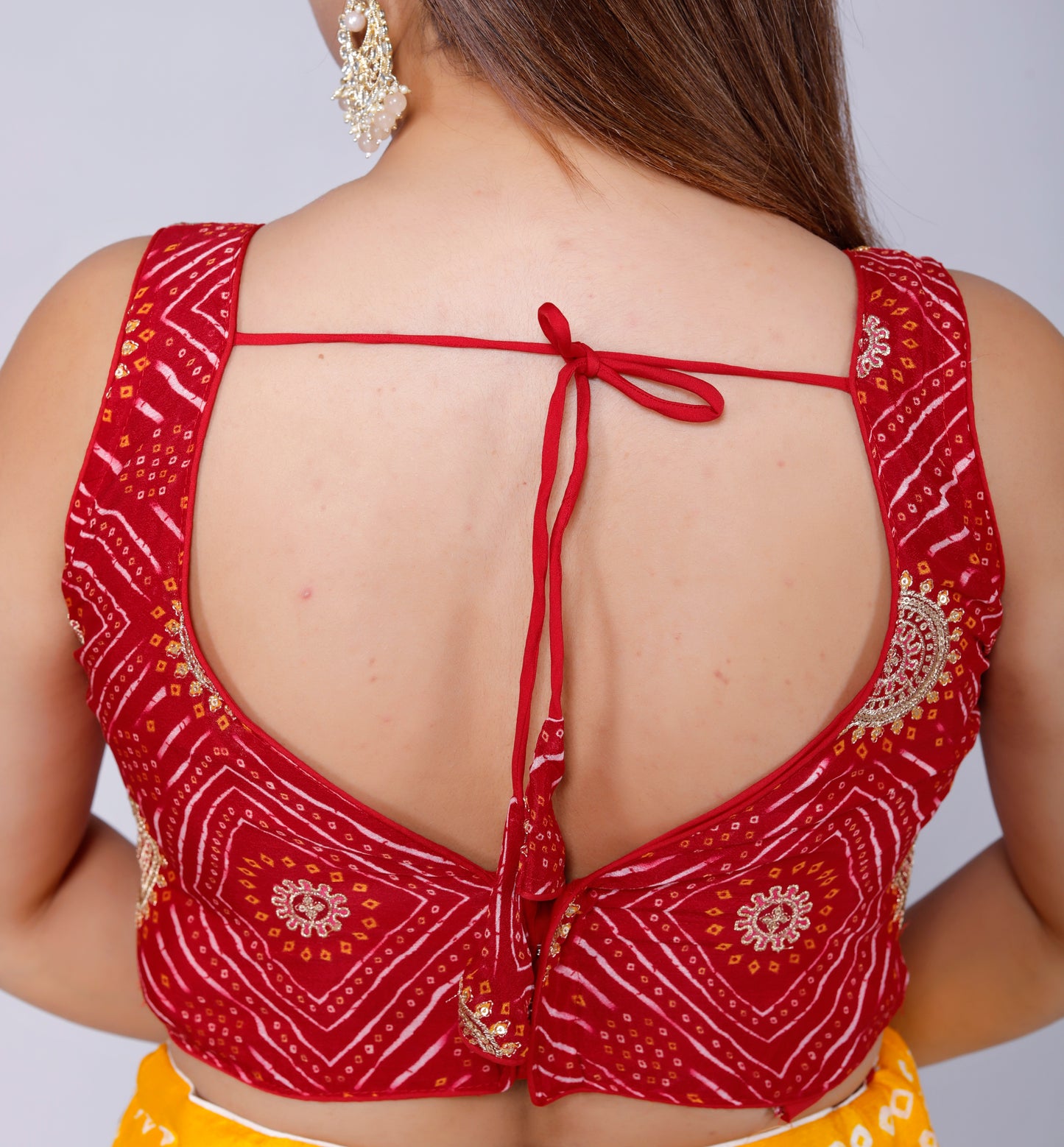 CHINON ZARI EMBROIDERY BHANDHANI BLOUSE BY SKFBHOLUBHAI