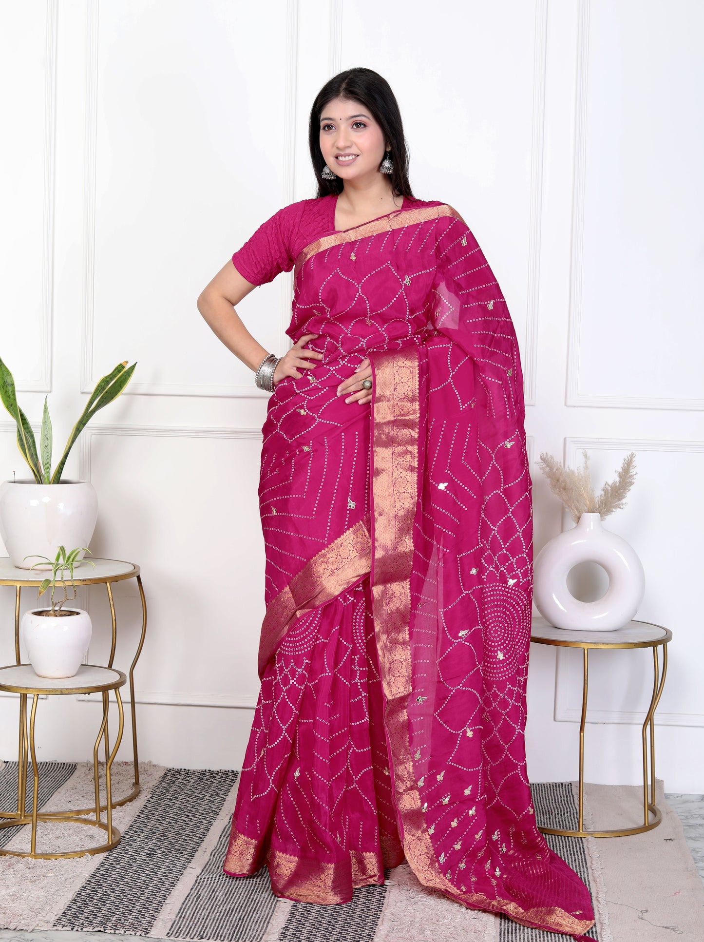 JAIPURI BHANDHANI HO HAND BUTTA SAREE