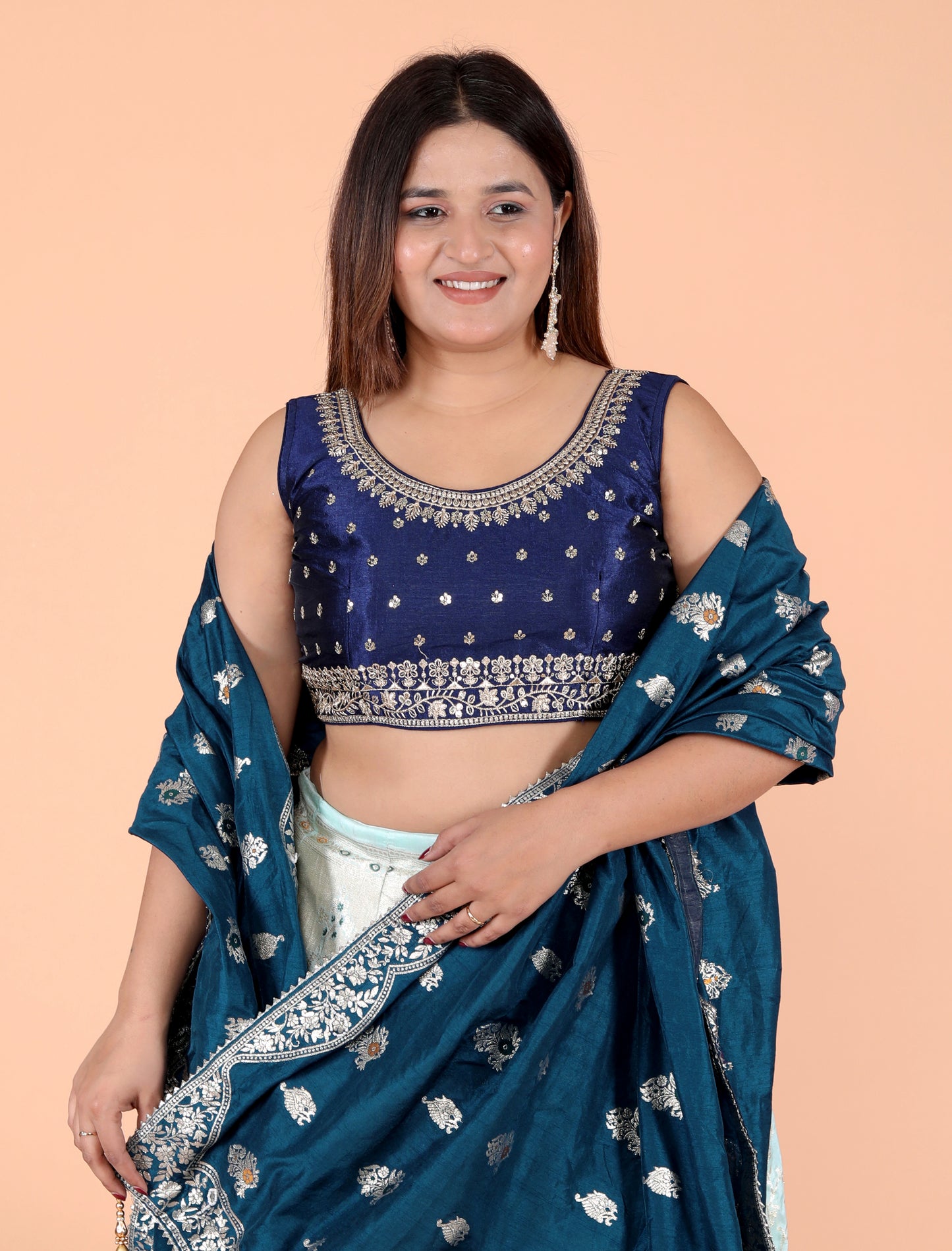 RAW SILK EMBROIDERY WORK DESIGNER BLOUSE BY SKFBHOLUBHAI