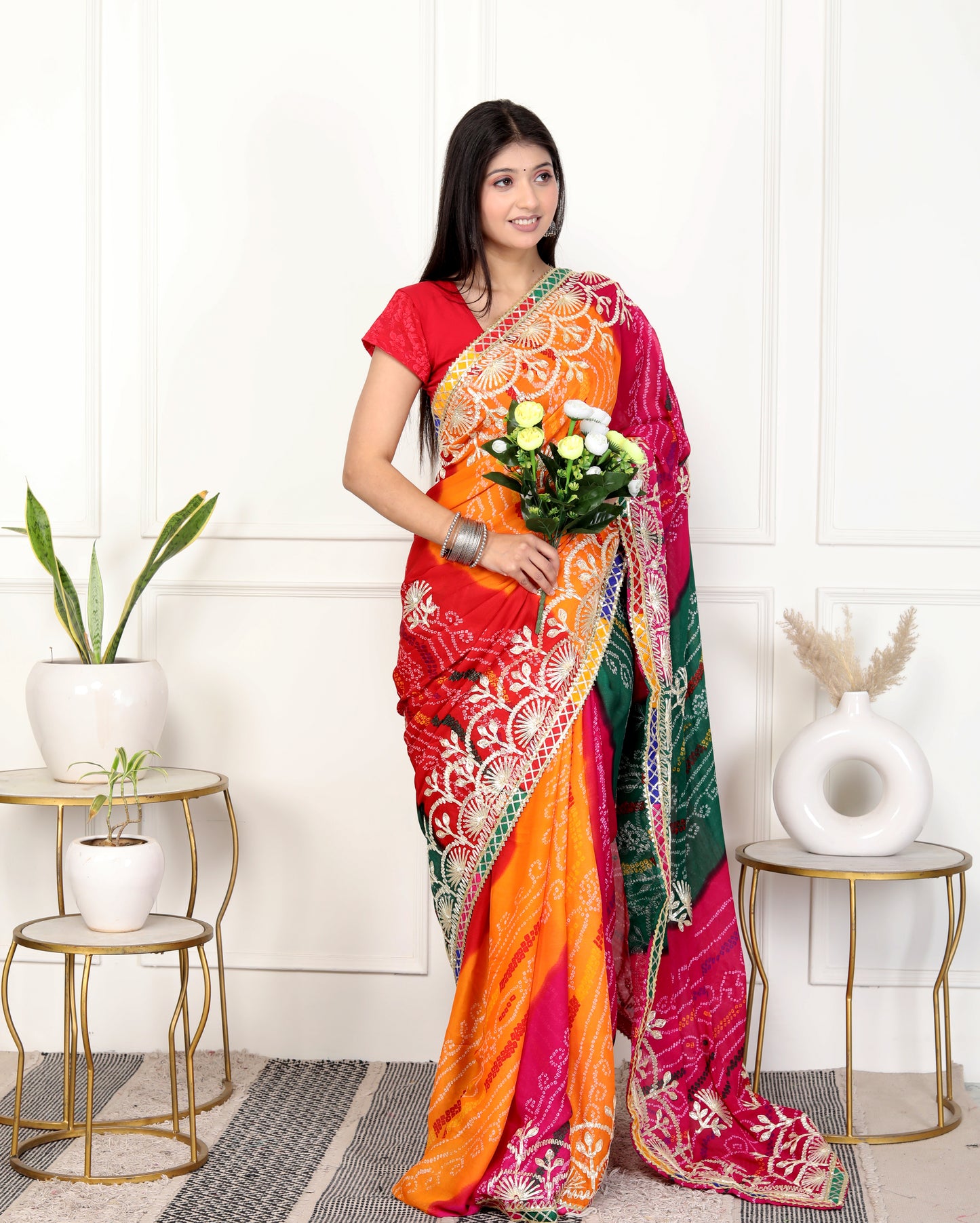 Pachranga gotta bhandani saree