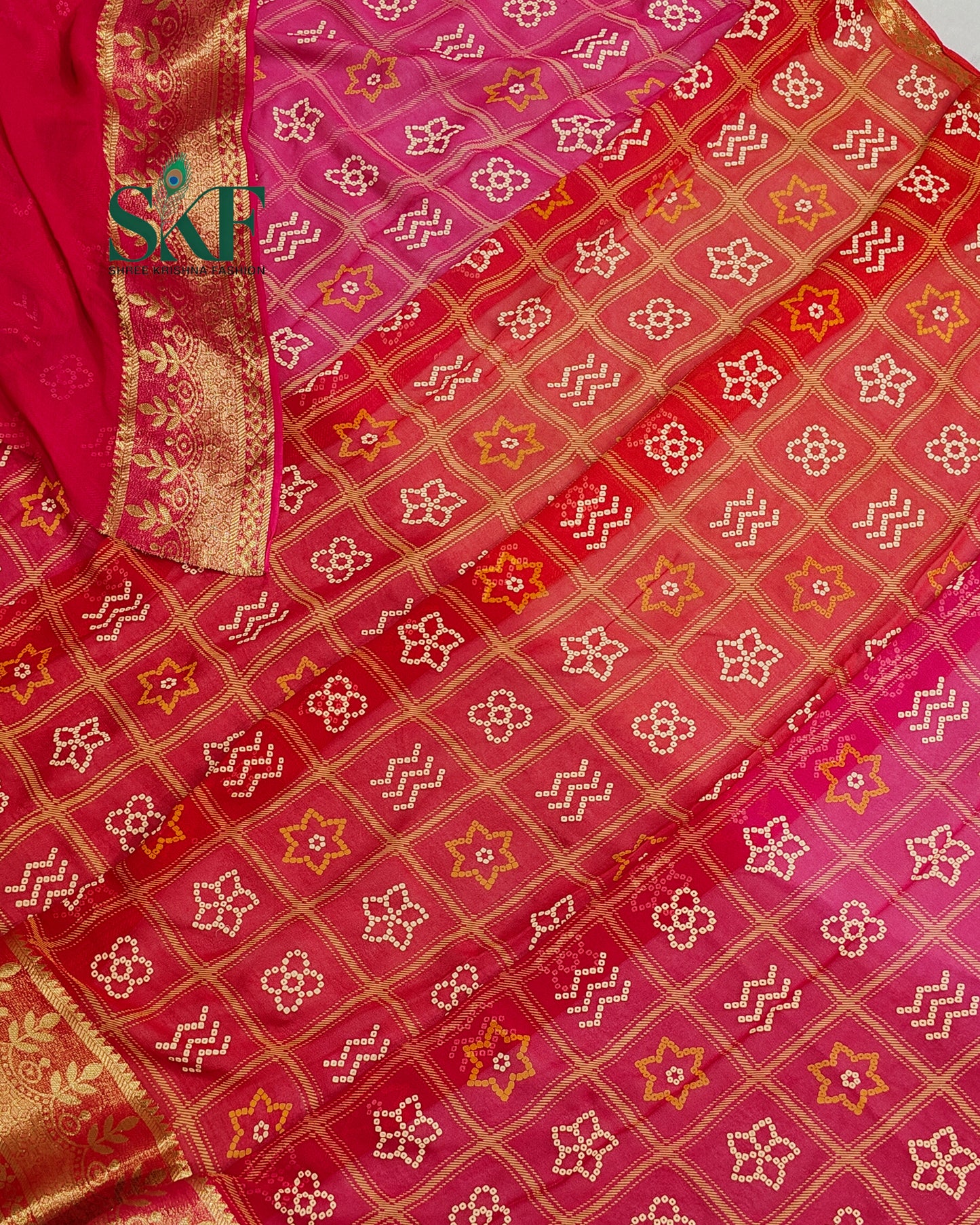 GEORGETTE GHATCHOLA BHANDHANI OMBREDYE WEAVING SAREE BY SKFBHOLUBHAI