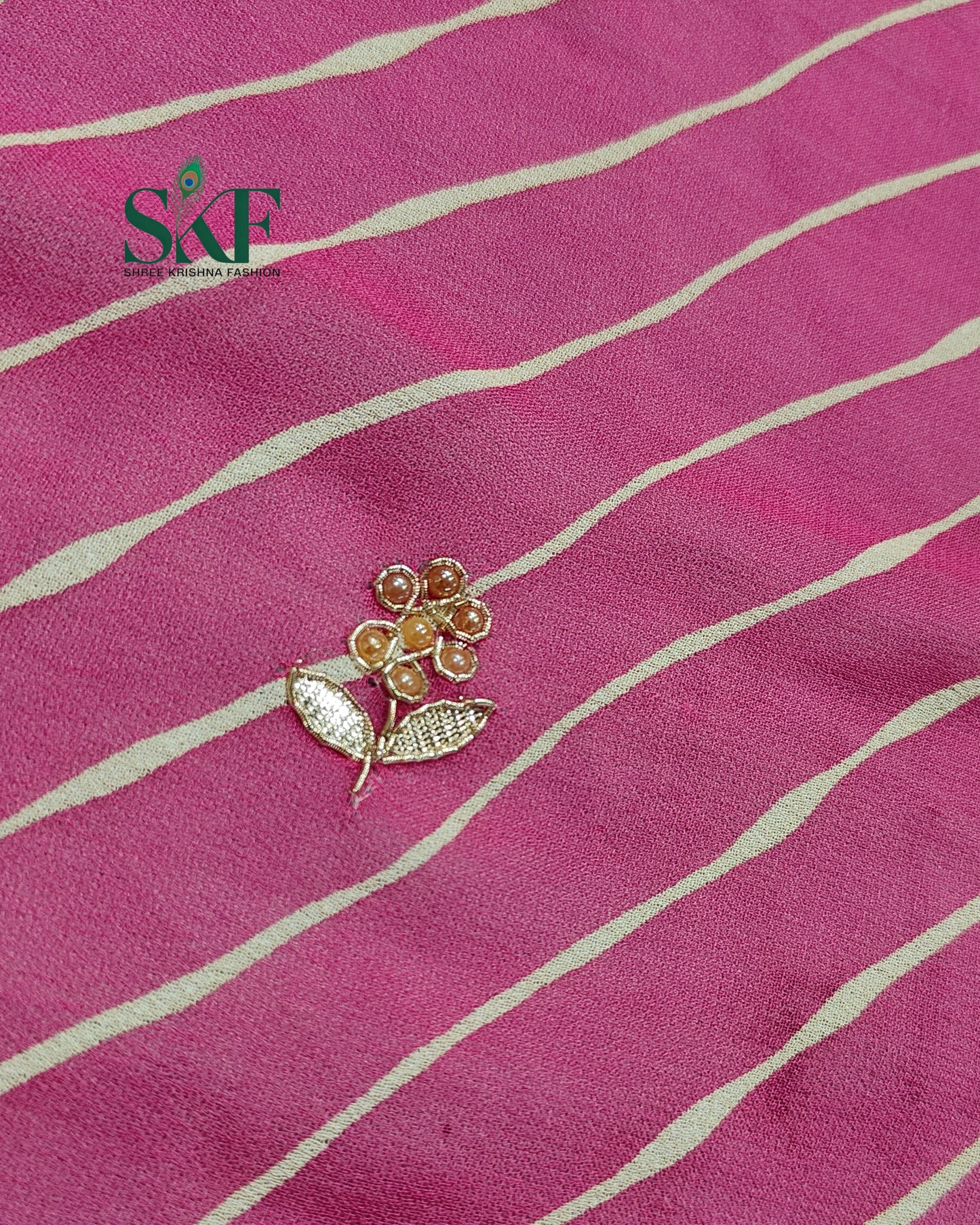 GEORGETTE LEHRIYA GOTTA HANDWORK BUTTY PINK SAREE BY SKFBHOLUBHAI