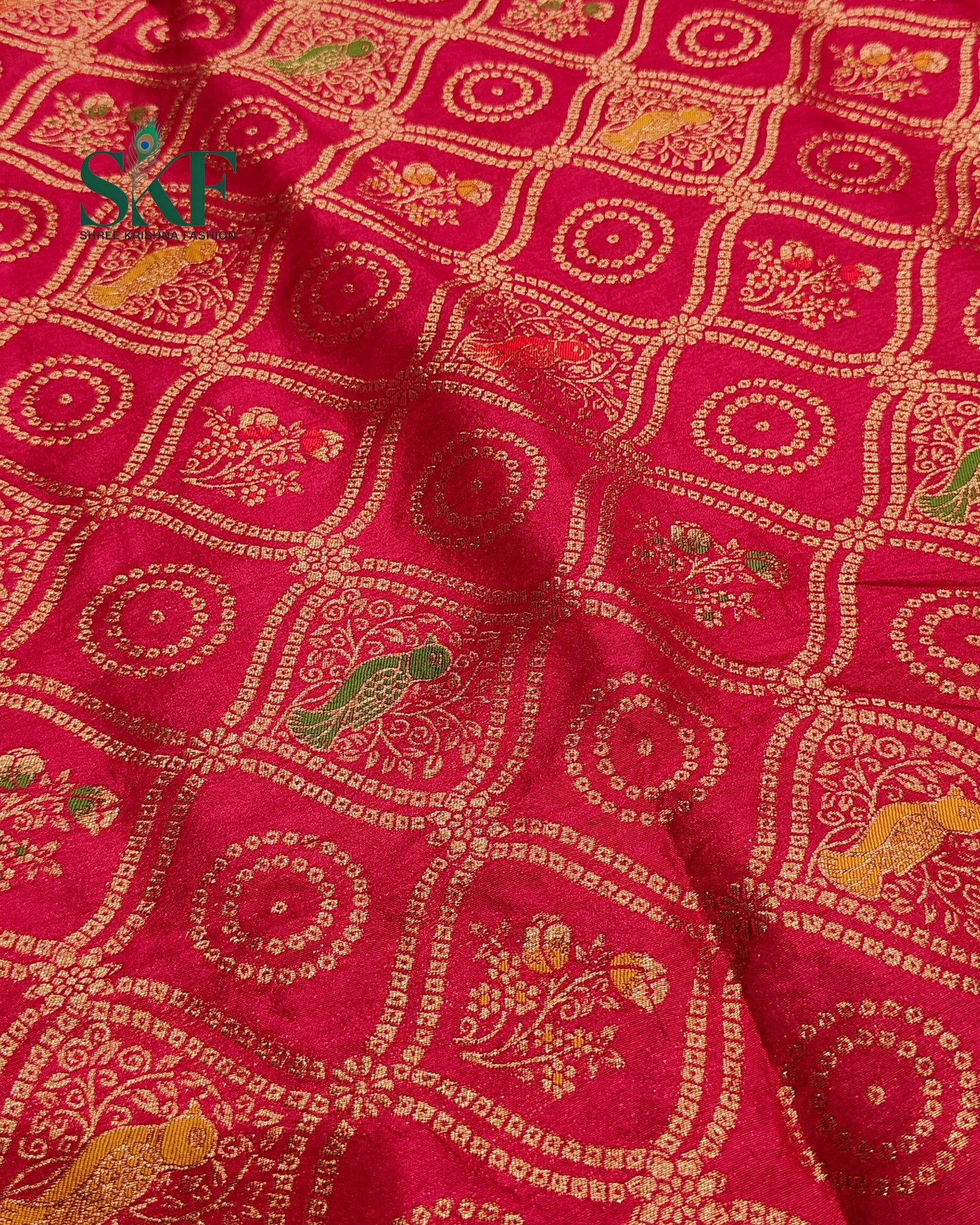 DOLA BANARSI WEAVING BHANDHANI HEAVY WORK BORDER RED SAREE BY SKFBHOLUBHAI