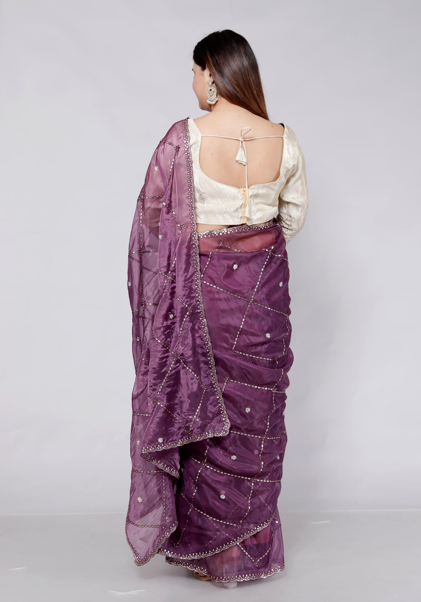 FOIL ORGANZA GOTTA HANDWORK JAAL PURPLE SAREE BY SKFBHOLUBHAI