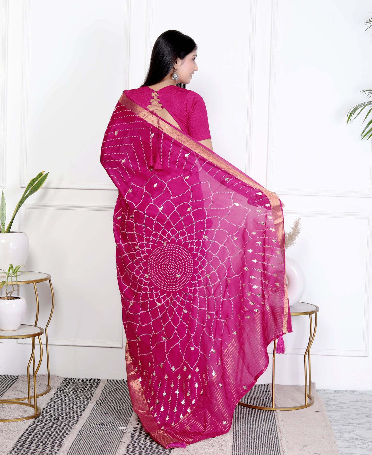 JAIPURI BHANDHANI HO HAND BUTTA SAREE