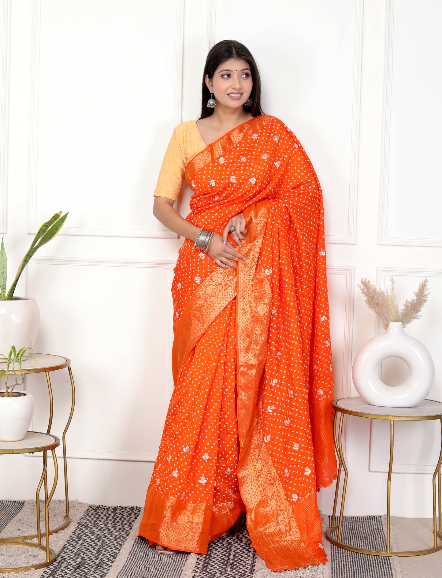 JAIPURI BHANDHANI HO HAND BUTTA SAREE