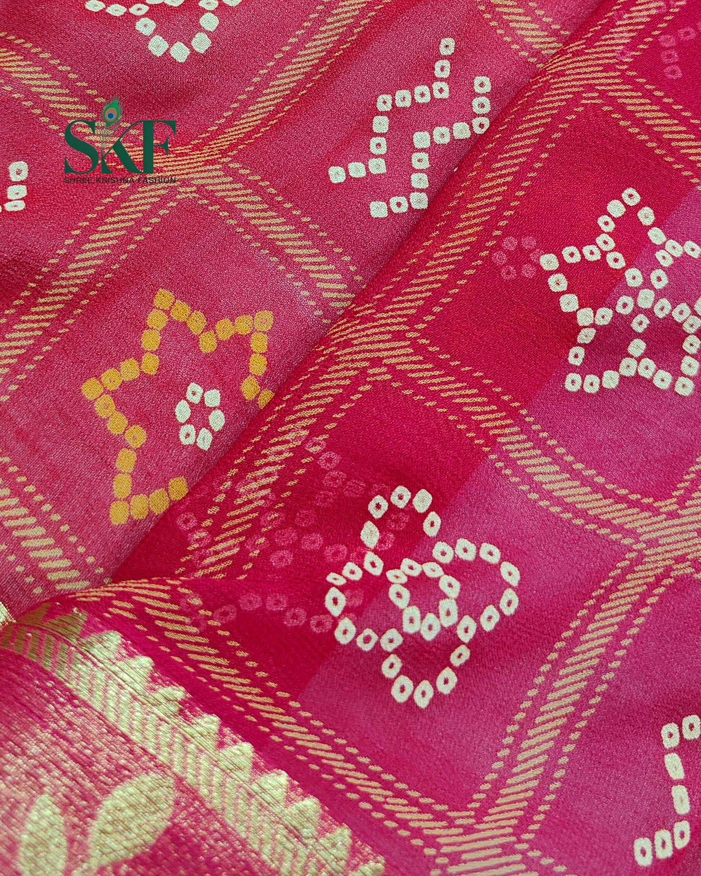 GEORGETTE GHATCHOLA BHANDHANI OMBREDYE WEAVING SAREE BY SKFBHOLUBHAI