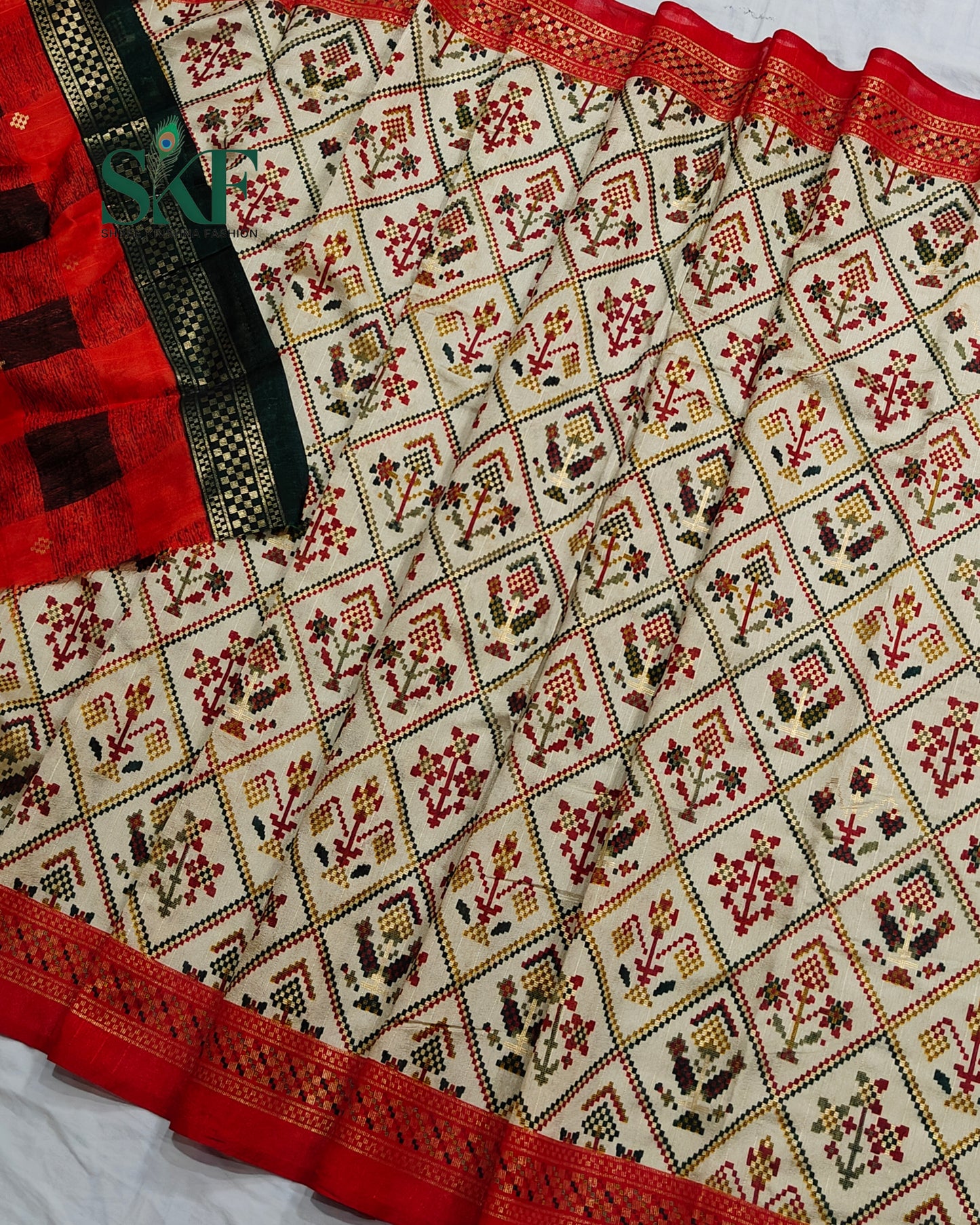 MAURA SILK PATOLA FOIL PRINT WEAVING BEIDGE SAREE BY SKFBHOLUBHAI