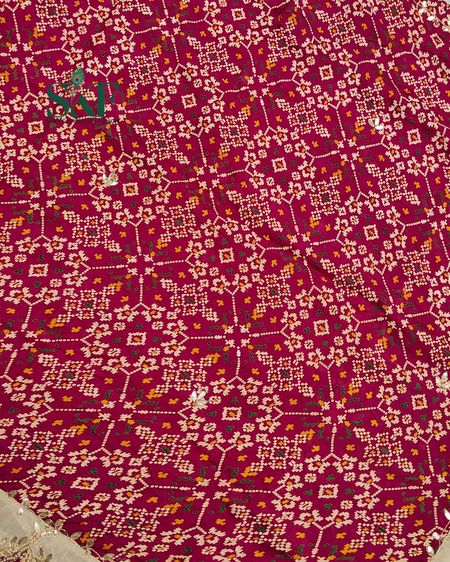TUSSAR SILK PATOLA PRINT GOTTA HANDWORK BORDER WINE SAREE BY SKFBHOLUBHAI