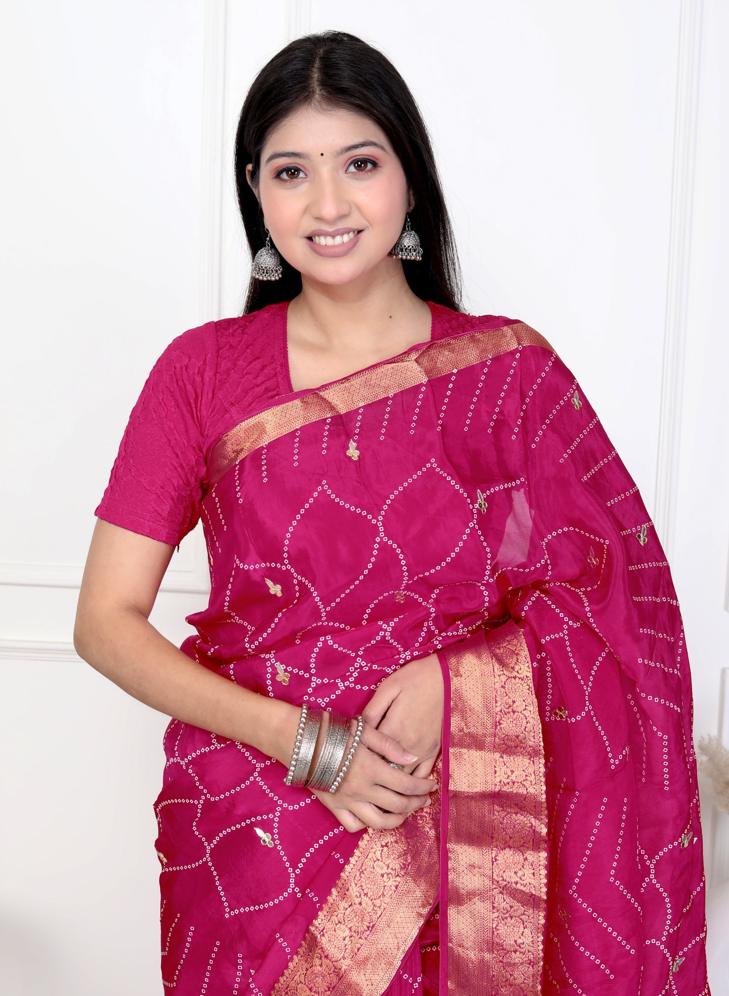 JAIPURI BHANDHANI HO HAND BUTTA SAREE