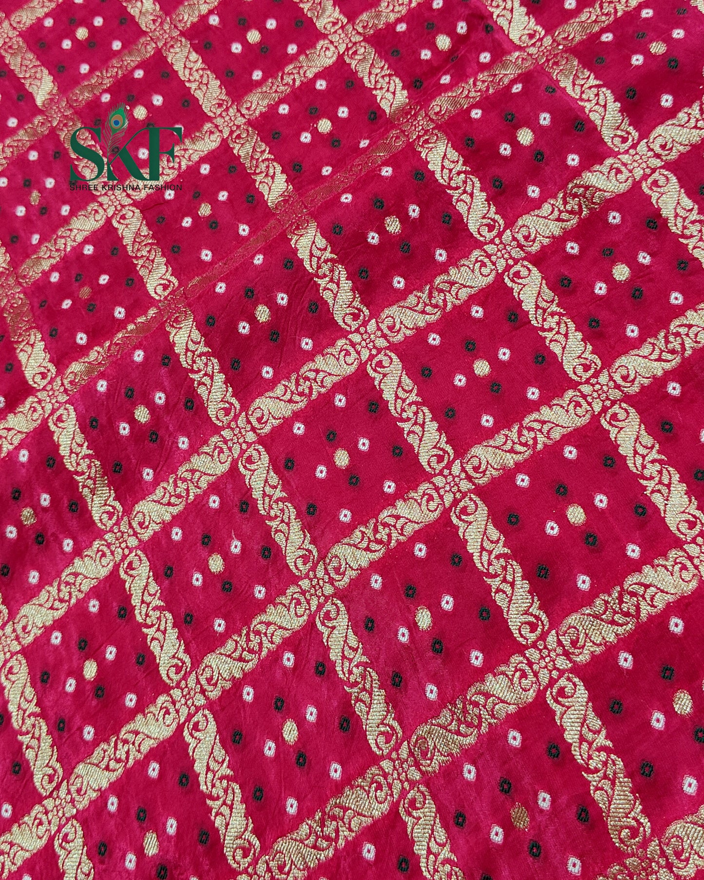 KHADI NEEM JARI GEORGETTE GHATCHOLA BHANDHANI HEAVY WORK BORDER RANIPINK SAREE BY SKFBHOLUBHAI