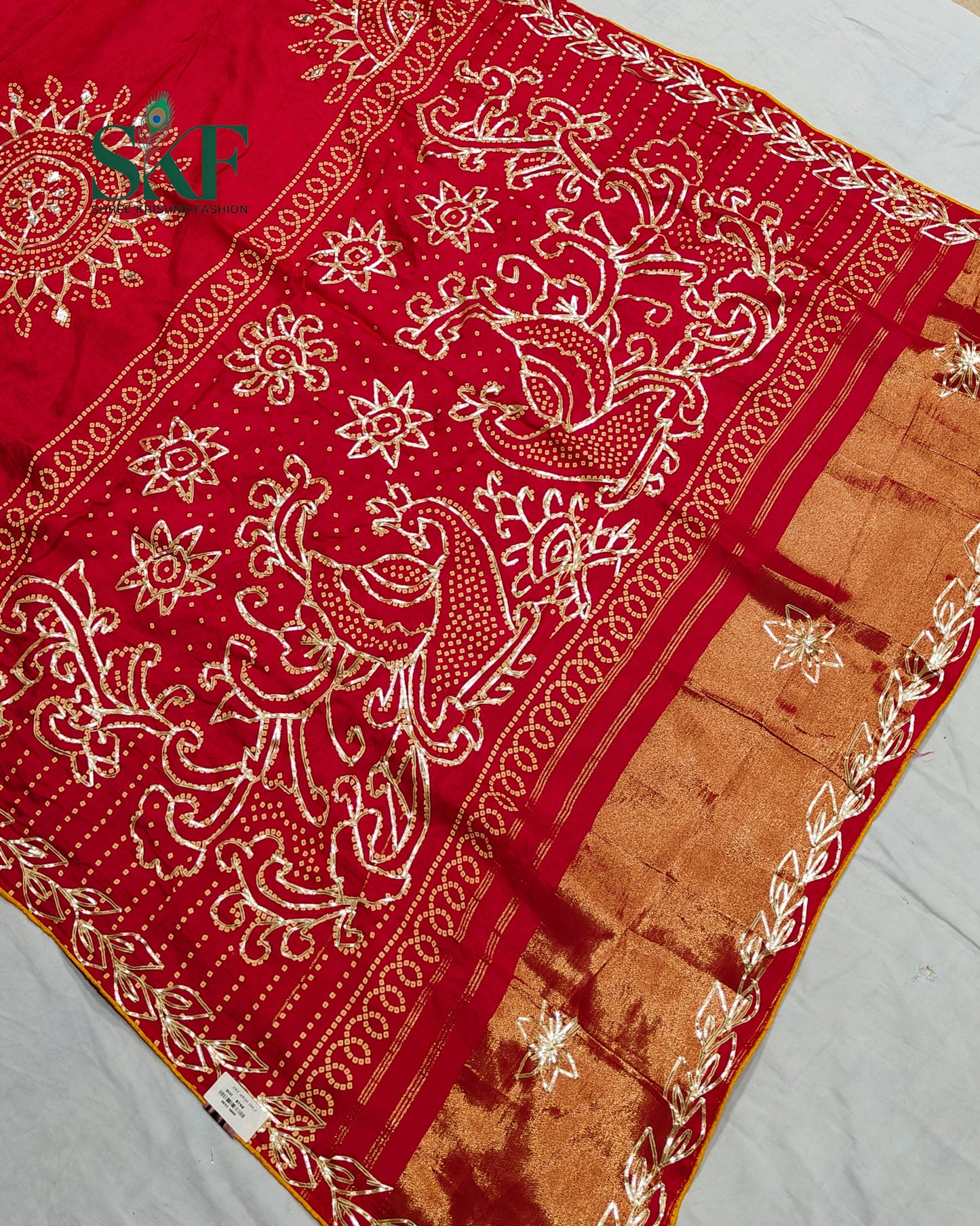 MODAL SILK BHANDHANI KACHAGOTTA WORK RANIPINK SAREE BY SKFBHOLUBHAI