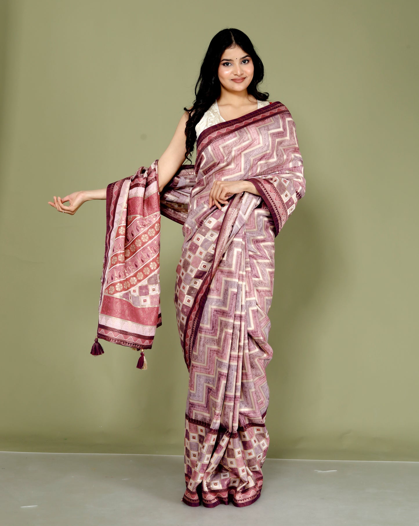 JAMDHANI SILK MULTI WEAVING SALMON PINK SAREE BY SKFBHOLUBHAI