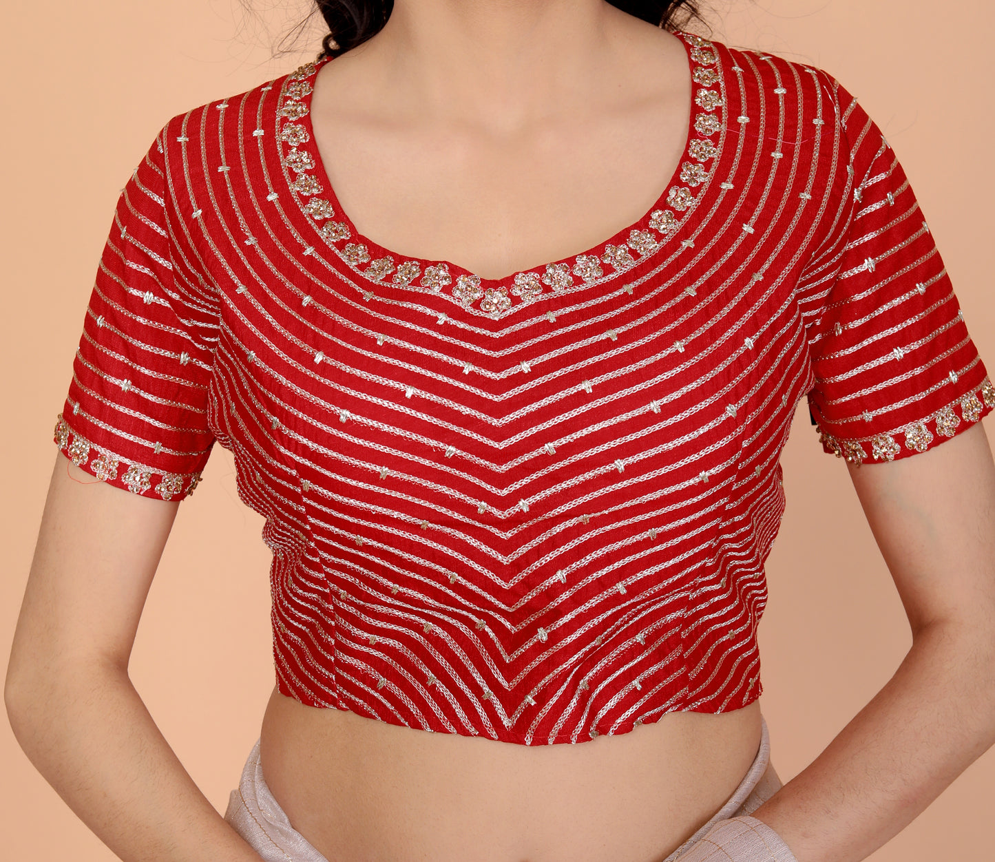 JUTT SILK WEAVING STICH BLOUSE IVORY GOLD SAREE BY SKFBHOLUBHAI
