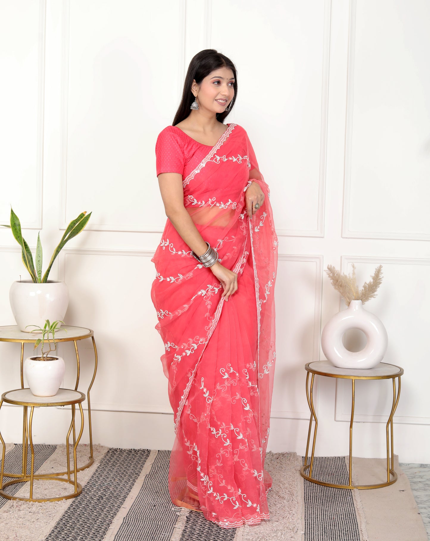 ORGANZA PEARL HANDWORK SAREE