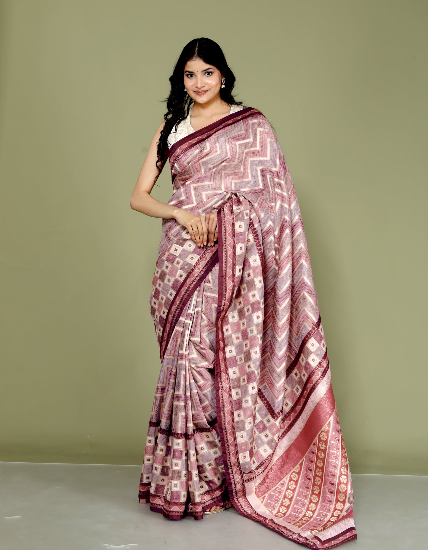 JAMDHANI SILK MULTI WEAVING SALMON PINK SAREE BY SKFBHOLUBHAI