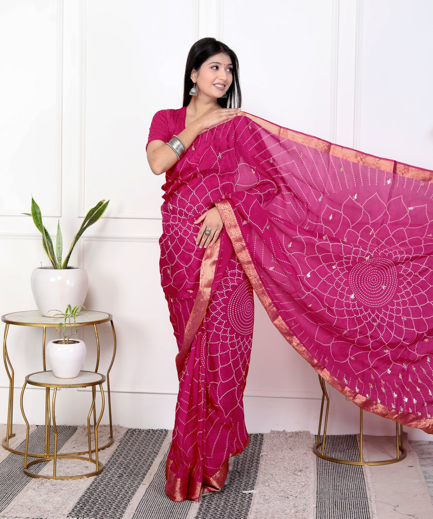 JAIPURI BHANDHANI HO HAND BUTTA SAREE