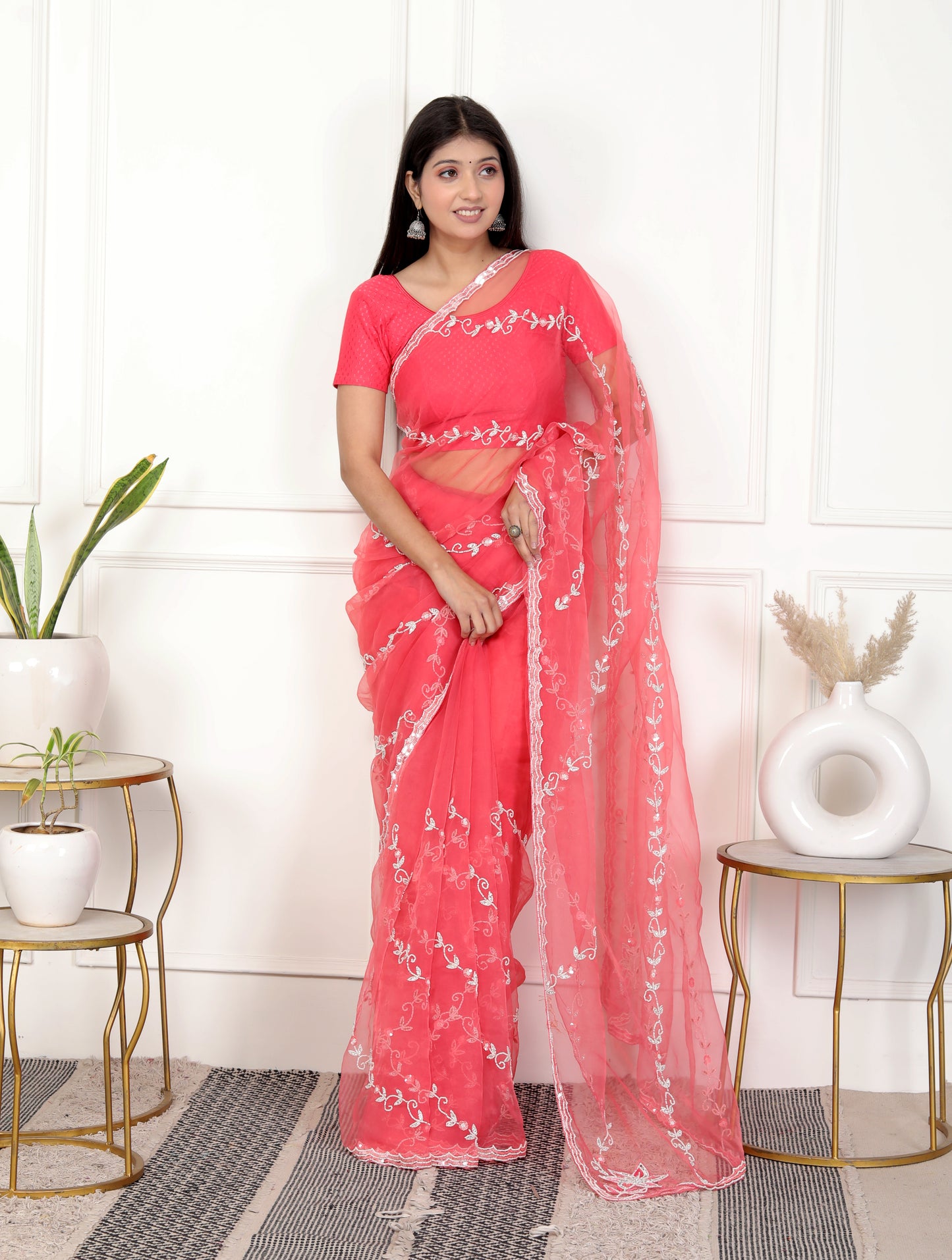 ORGANZA PEARL HANDWORK SAREE
