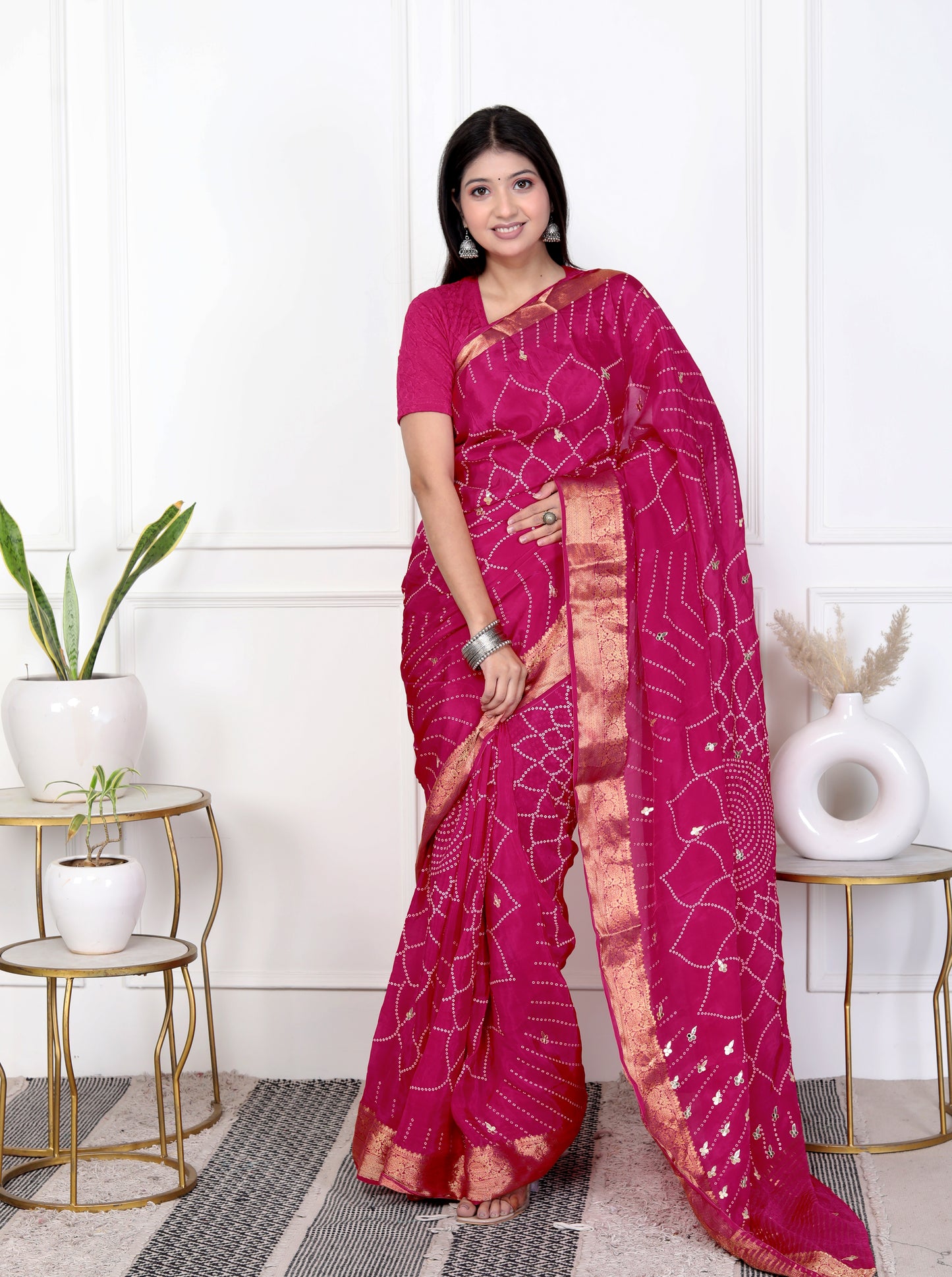 JAIPURI BHANDHANI HO HAND BUTTA SAREE