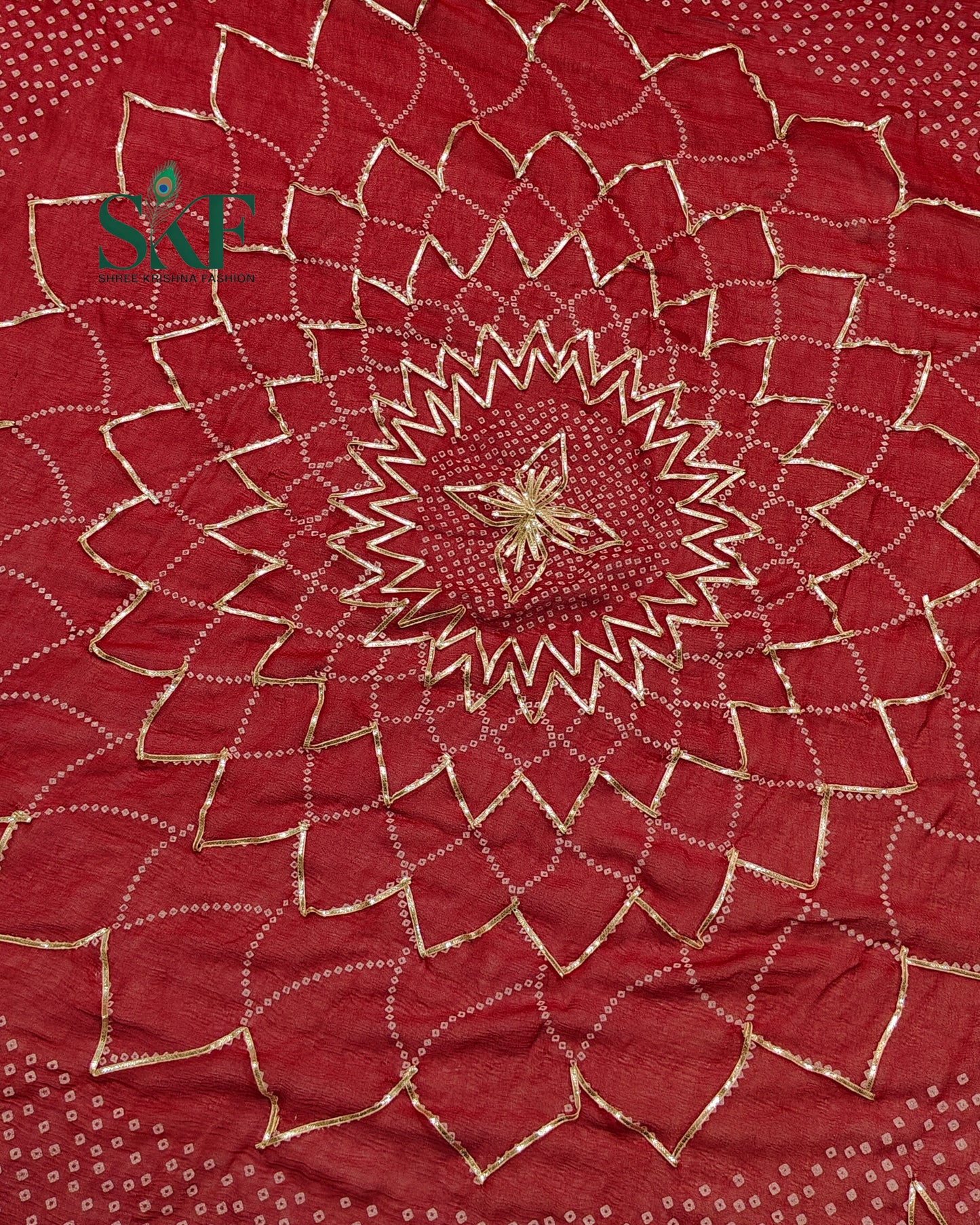 VISCOSS GEORGETTE CHAKRA BHANDHANI KACHAGOTTA WORK MEHROON SAREE BY SKFBHOLUBHAI