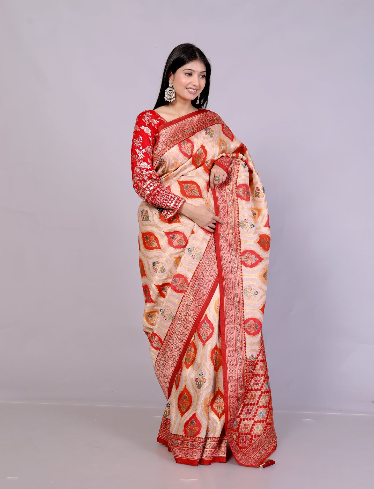 JAMDHANI SILK MULTI WEAVING RED SAREE BY SKFBHOLUBHAI