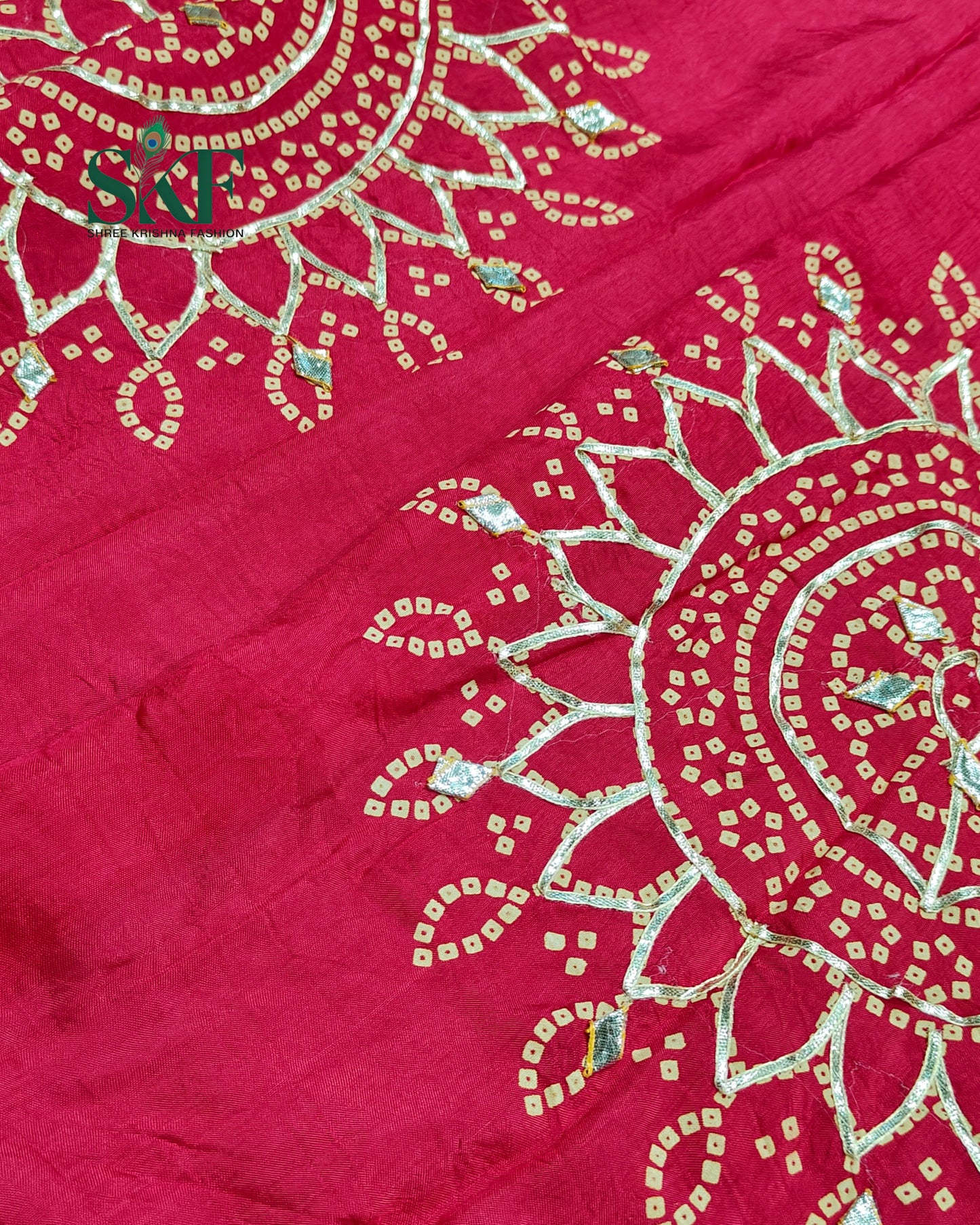 MODAL SILK BHANDHANI KACHAGOTTA WORK RANIPINK SAREE BY SKFBHOLUBHAI