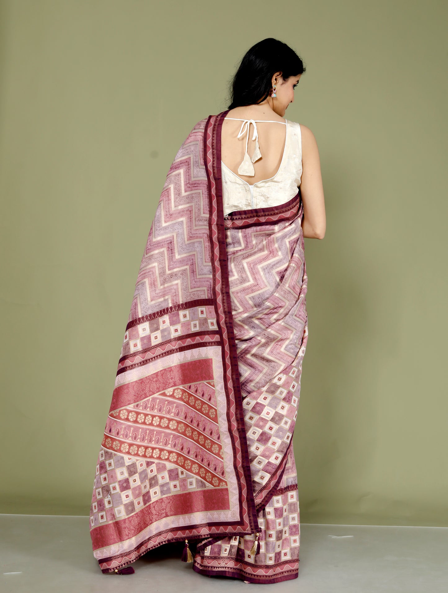 JAMDHANI SILK MULTI WEAVING SALMON PINK SAREE BY SKFBHOLUBHAI