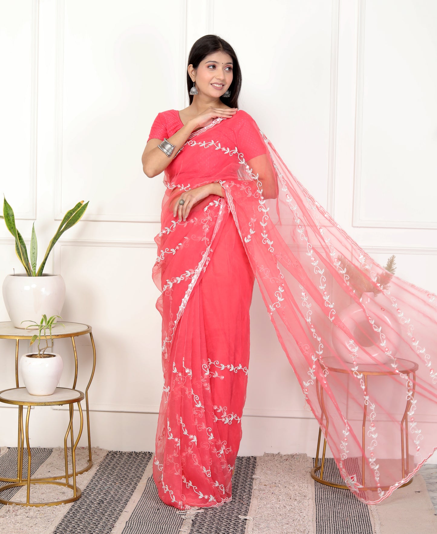ORGANZA PEARL HANDWORK SAREE