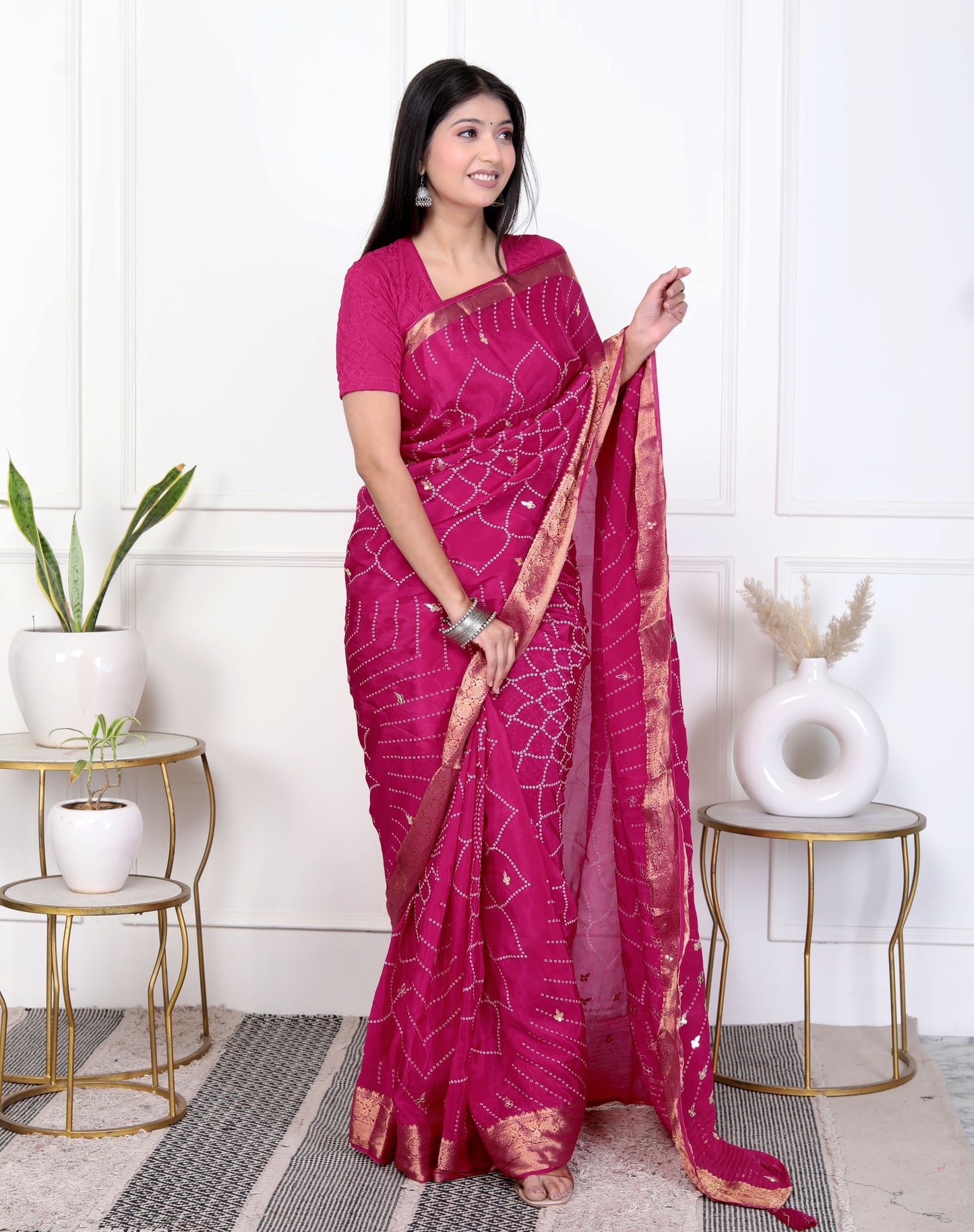 JAIPURI BHANDHANI HO HAND BUTTA SAREE