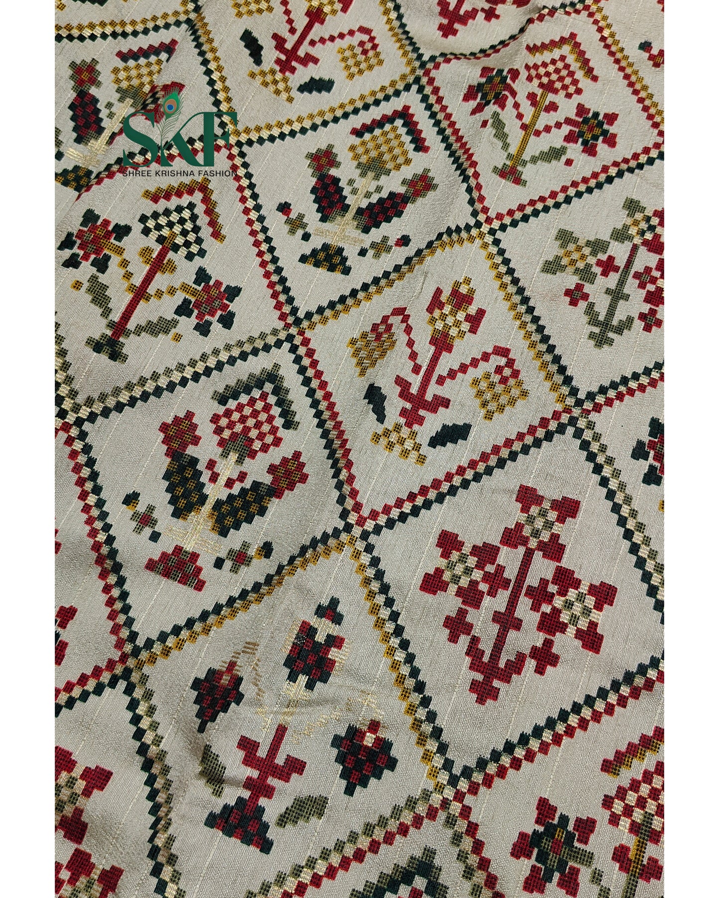 MAURA SILK PATOLA FOIL PRINT WEAVING BEIDGE SAREE BY SKFBHOLUBHAI