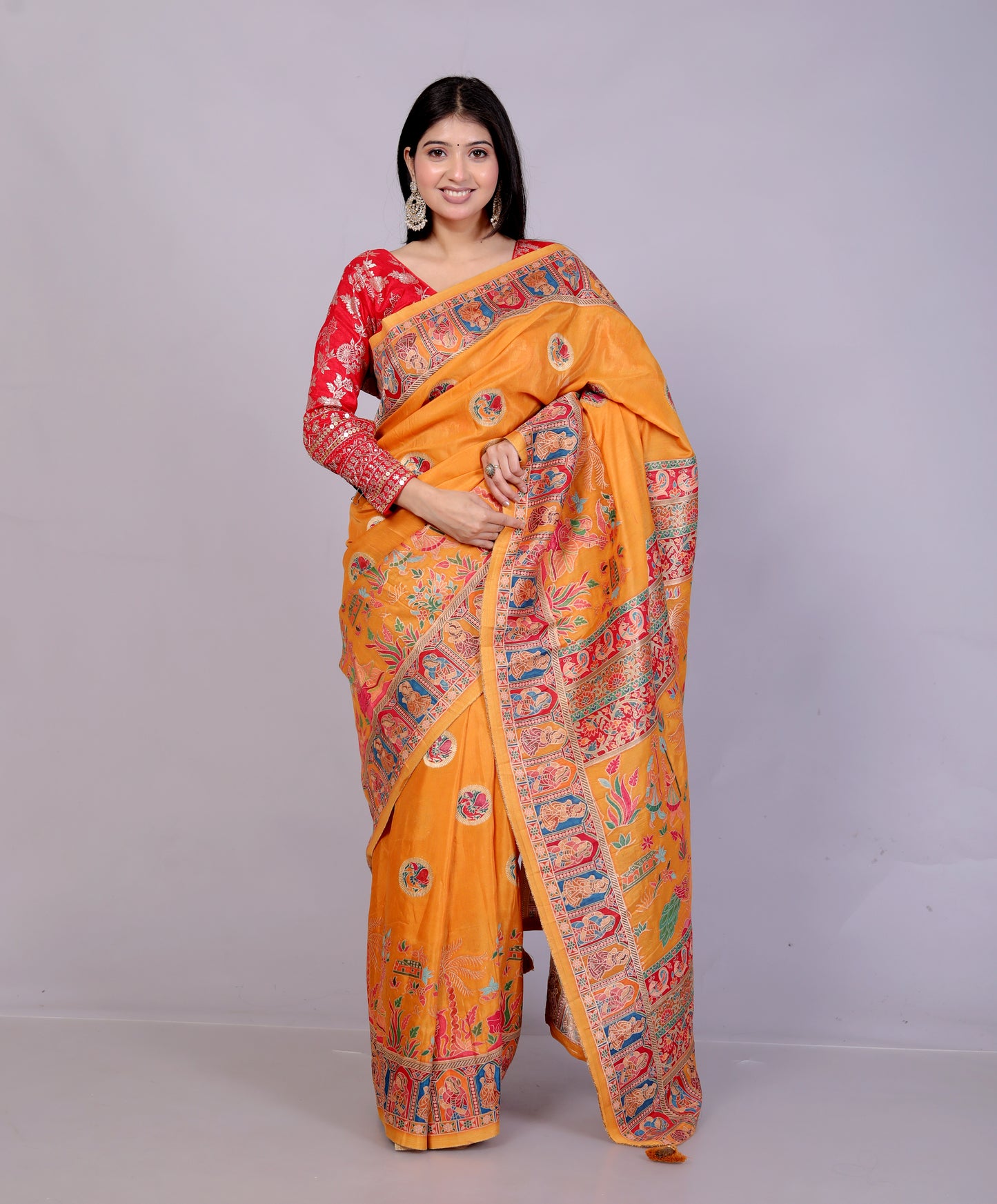 JAMDHANI SILK MULTI WEAVING ORANGE SAREE BY SKFBHOLUBHAI