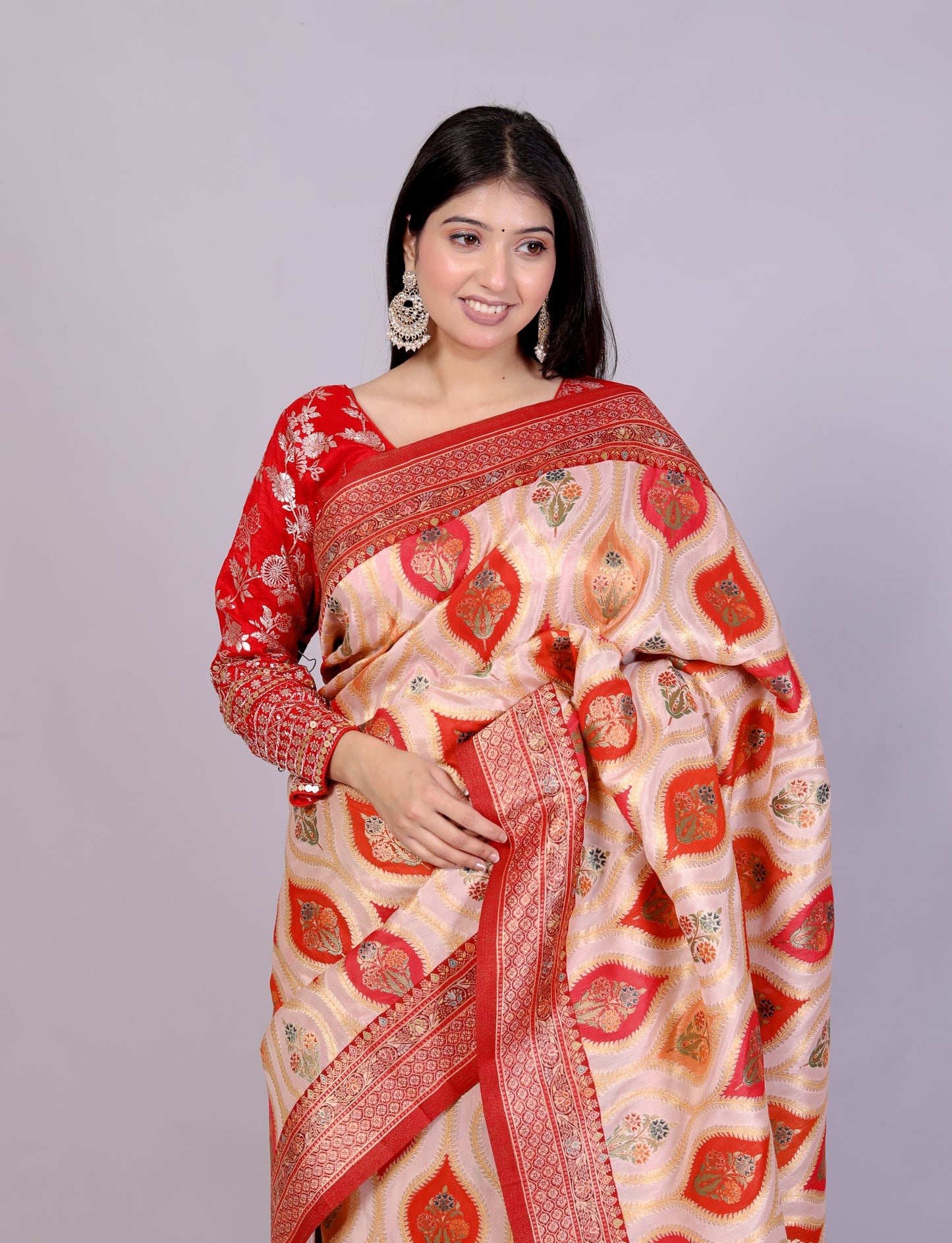 JAMDHANI SILK MULTI WEAVING RED SAREE BY SKFBHOLUBHAI