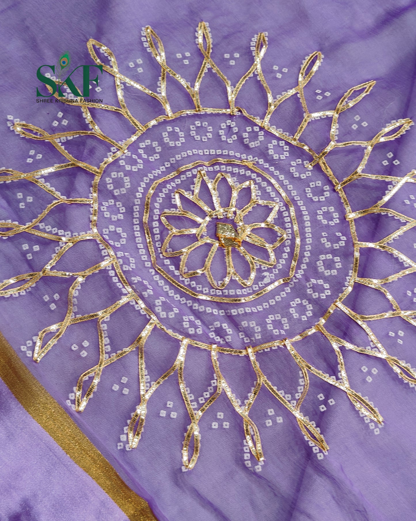 DIAMOND CHIFFON BHANDHANI KACHAGOTTA WORK LAVENDER SAREE BY SKFBHOLUBHAI