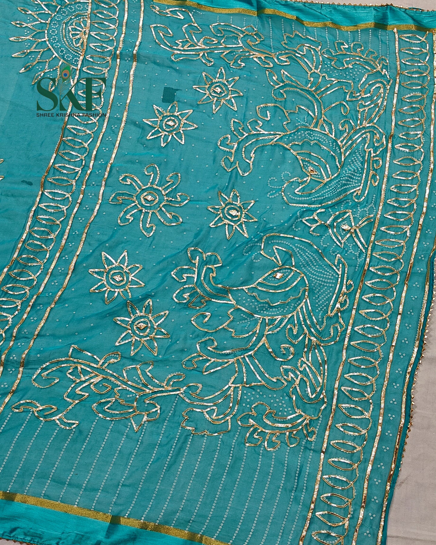 DIAMOND CHIFFON BHANDHANI KACHAGOTTA WORK SKYBLUE SAREE BY SKFBHOLUBHAI