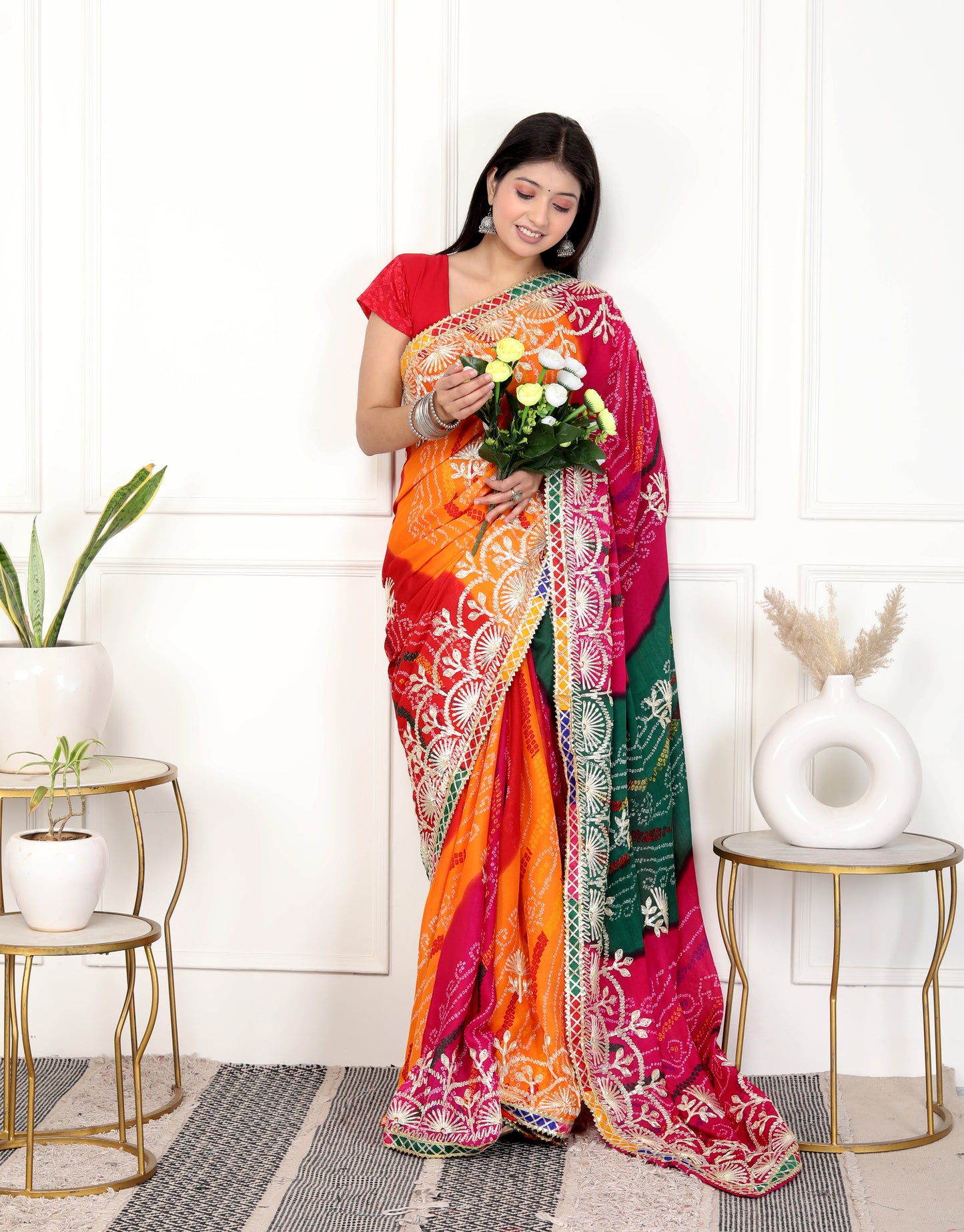 Pachranga gotta bhandani saree