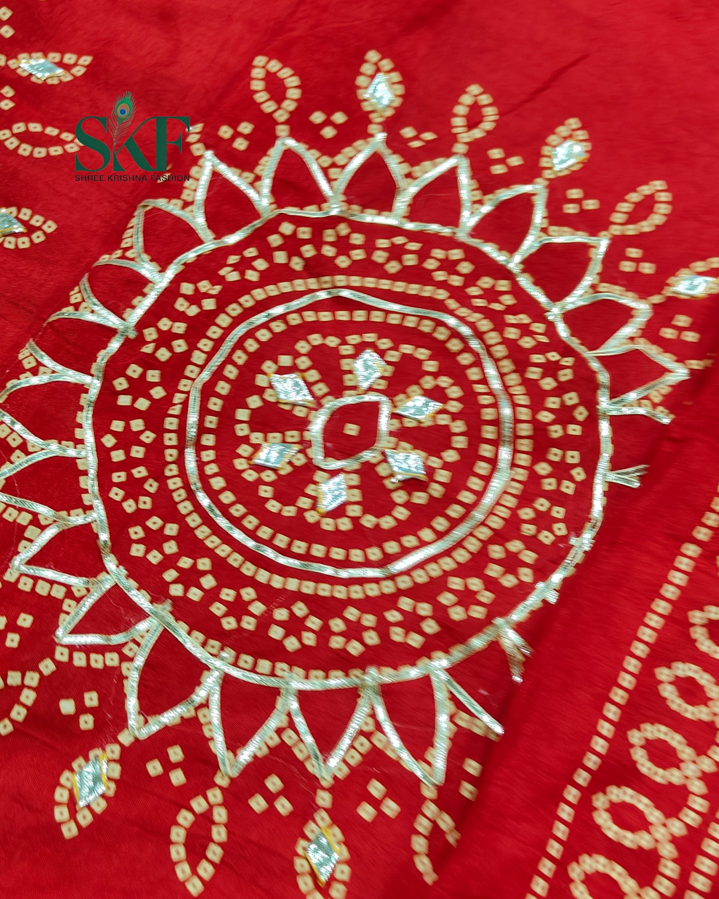 MODAL SILK BHANDHANI KACHAGOTTA WORK RED SAREE BY SKFBHOLUBHAI