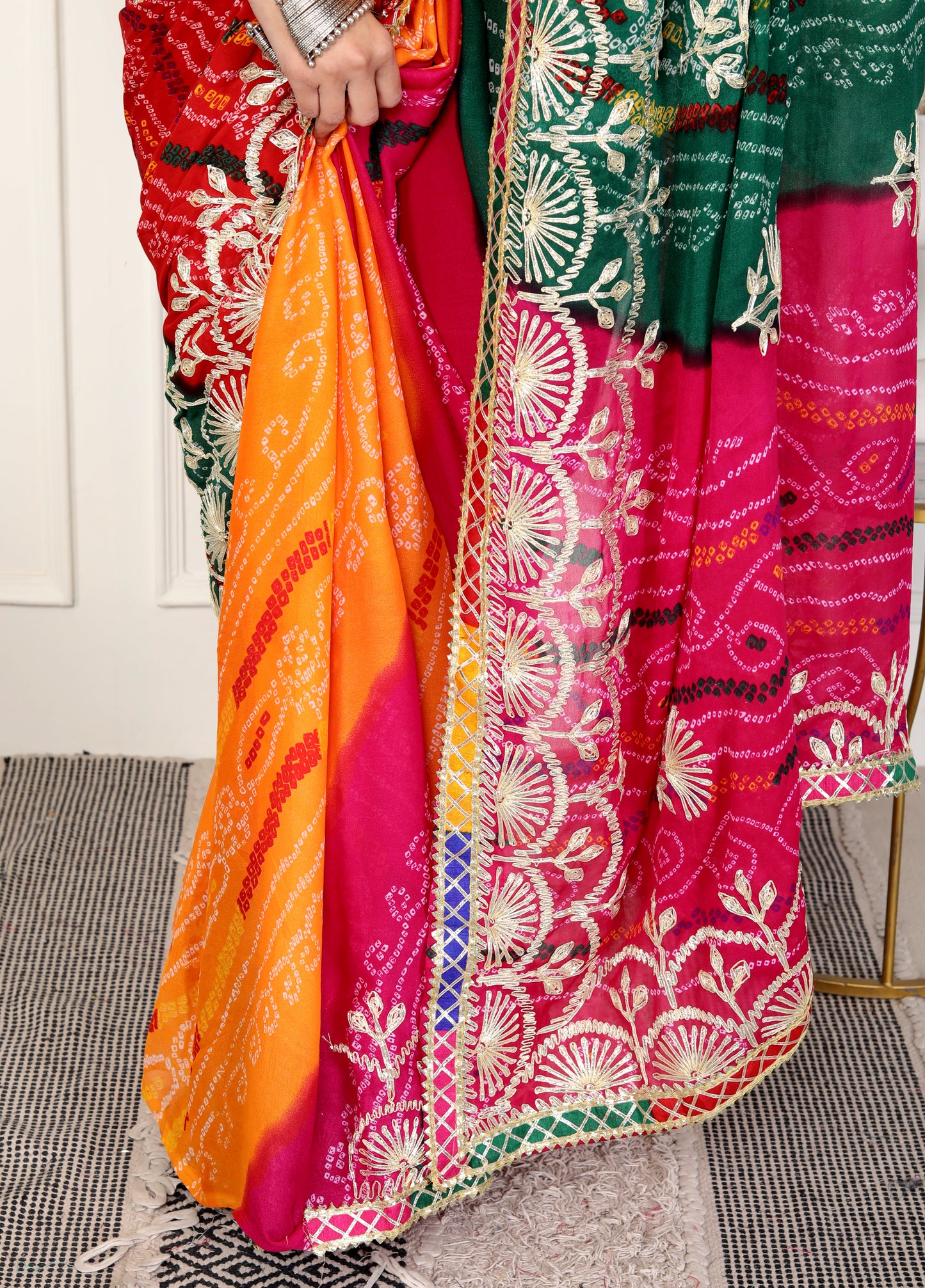 Pachranga gotta bhandani saree