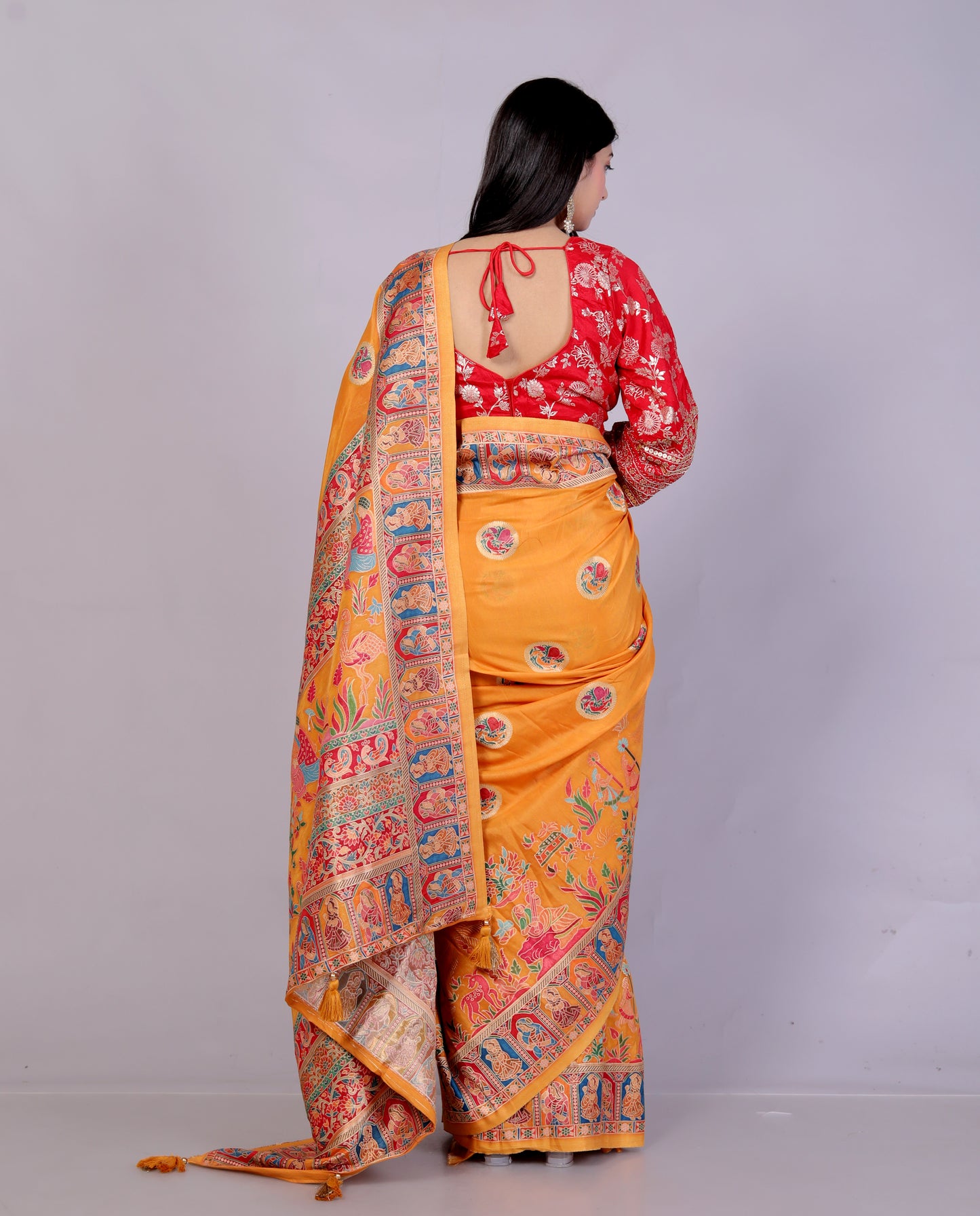 JAMDHANI SILK MULTI WEAVING ORANGE SAREE BY SKFBHOLUBHAI