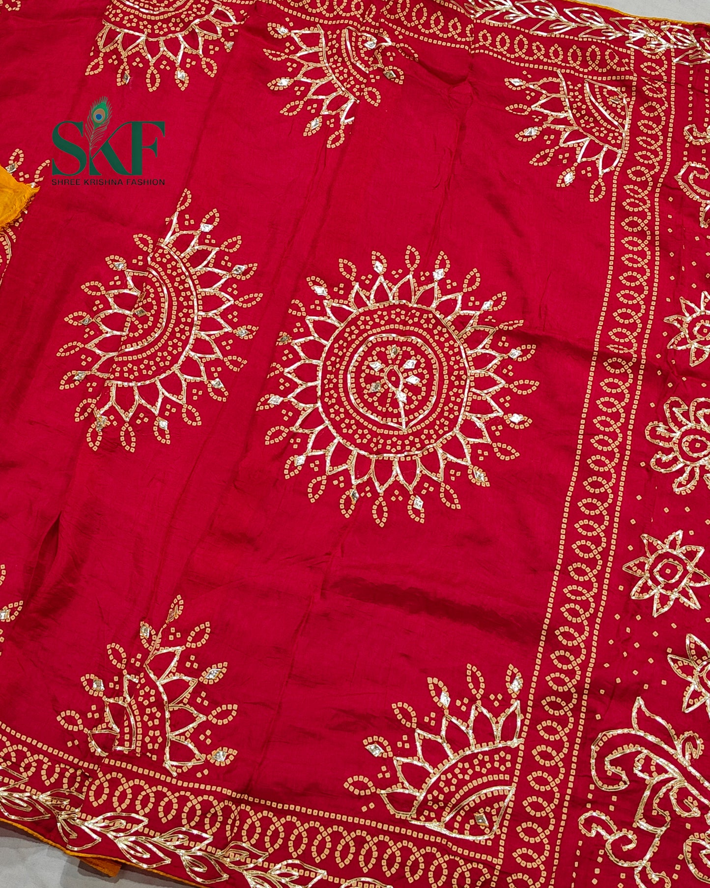 MODAL SILK BHANDHANI KACHAGOTTA WORK RANIPINK SAREE BY SKFBHOLUBHAI